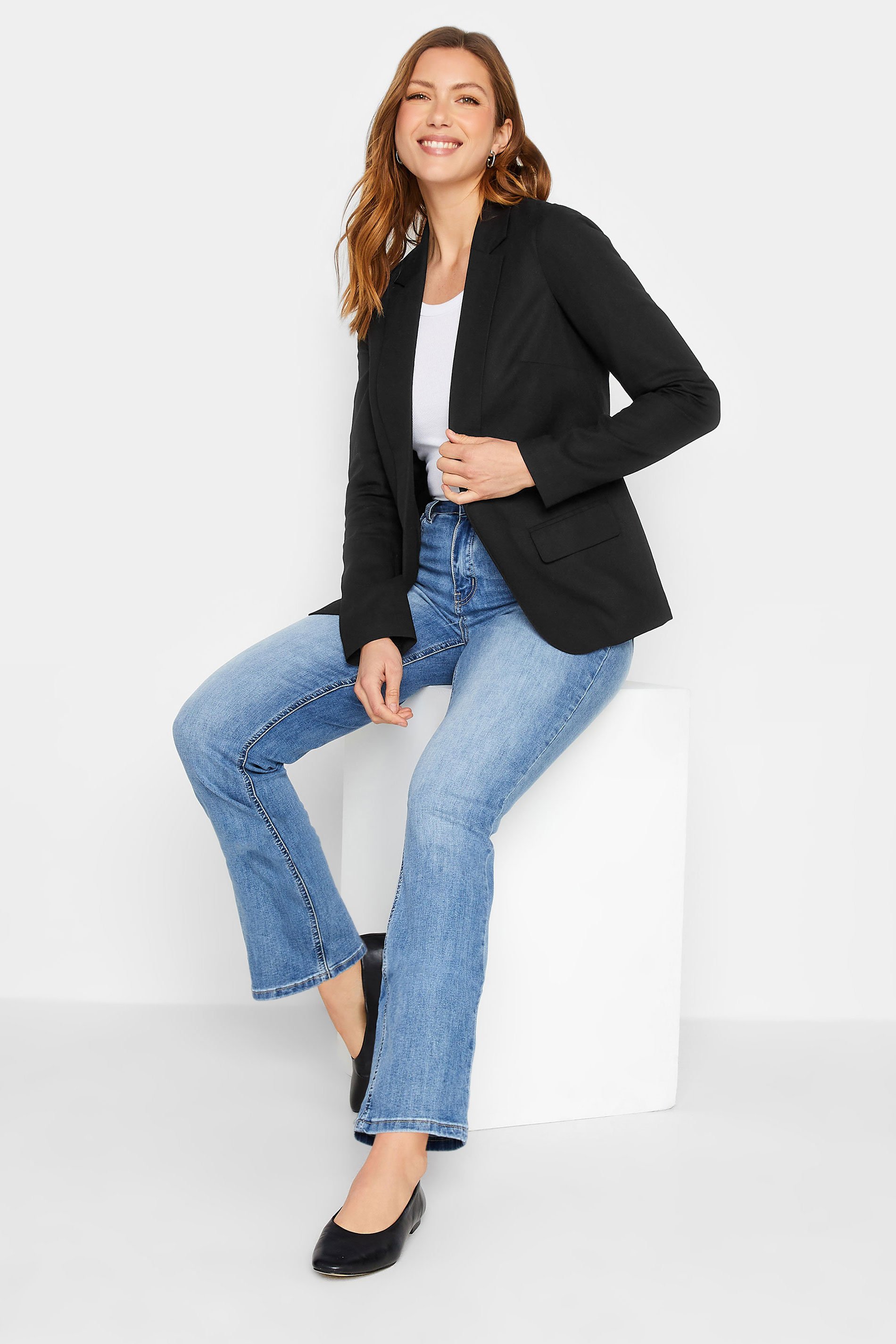 LTS Tall Black Linen Look Blazer Jacket | Long Tall Sally  2