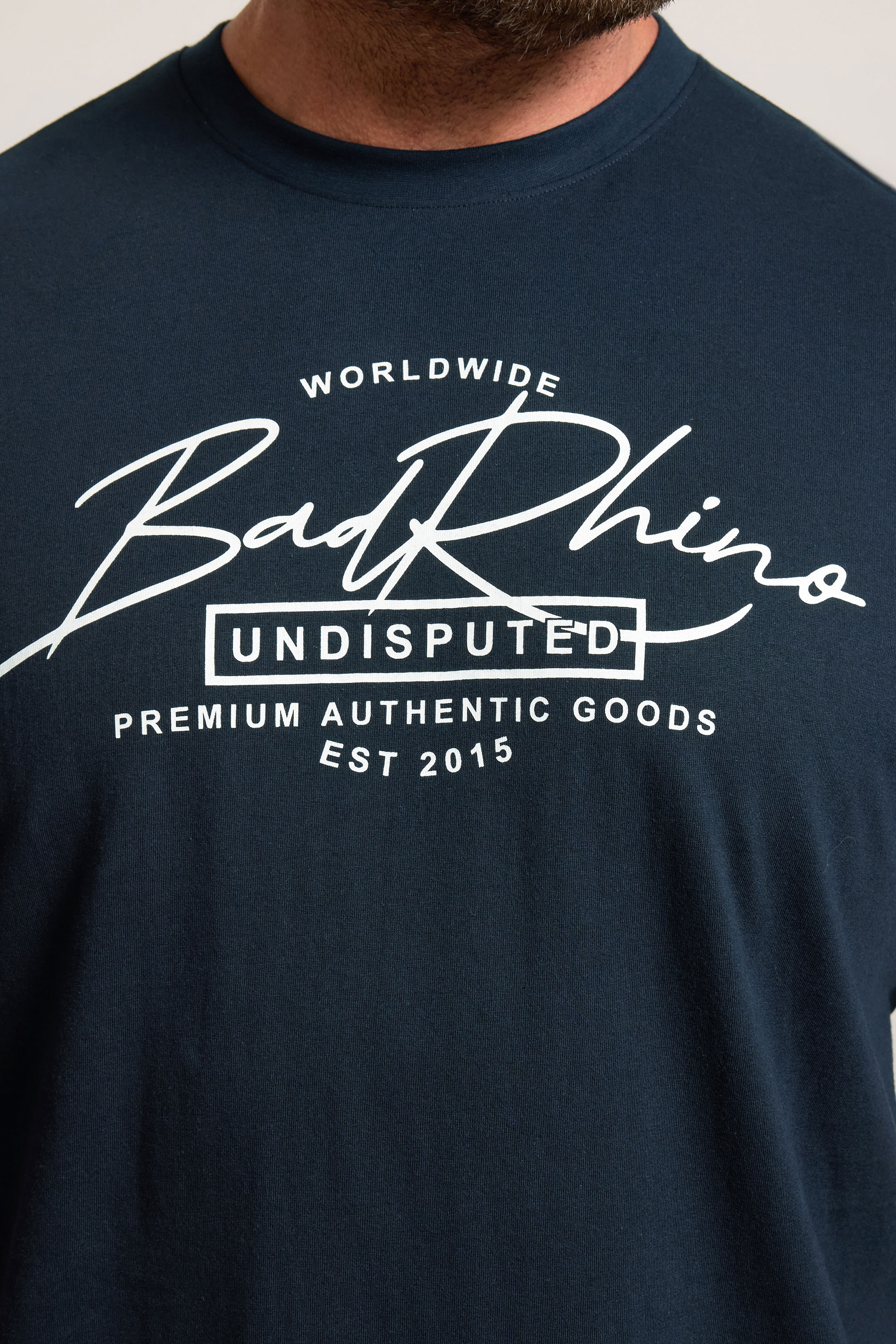 BadRhino Big & Tall Navy Blue Script Graphic Print T-Shirt | BadRhino 4