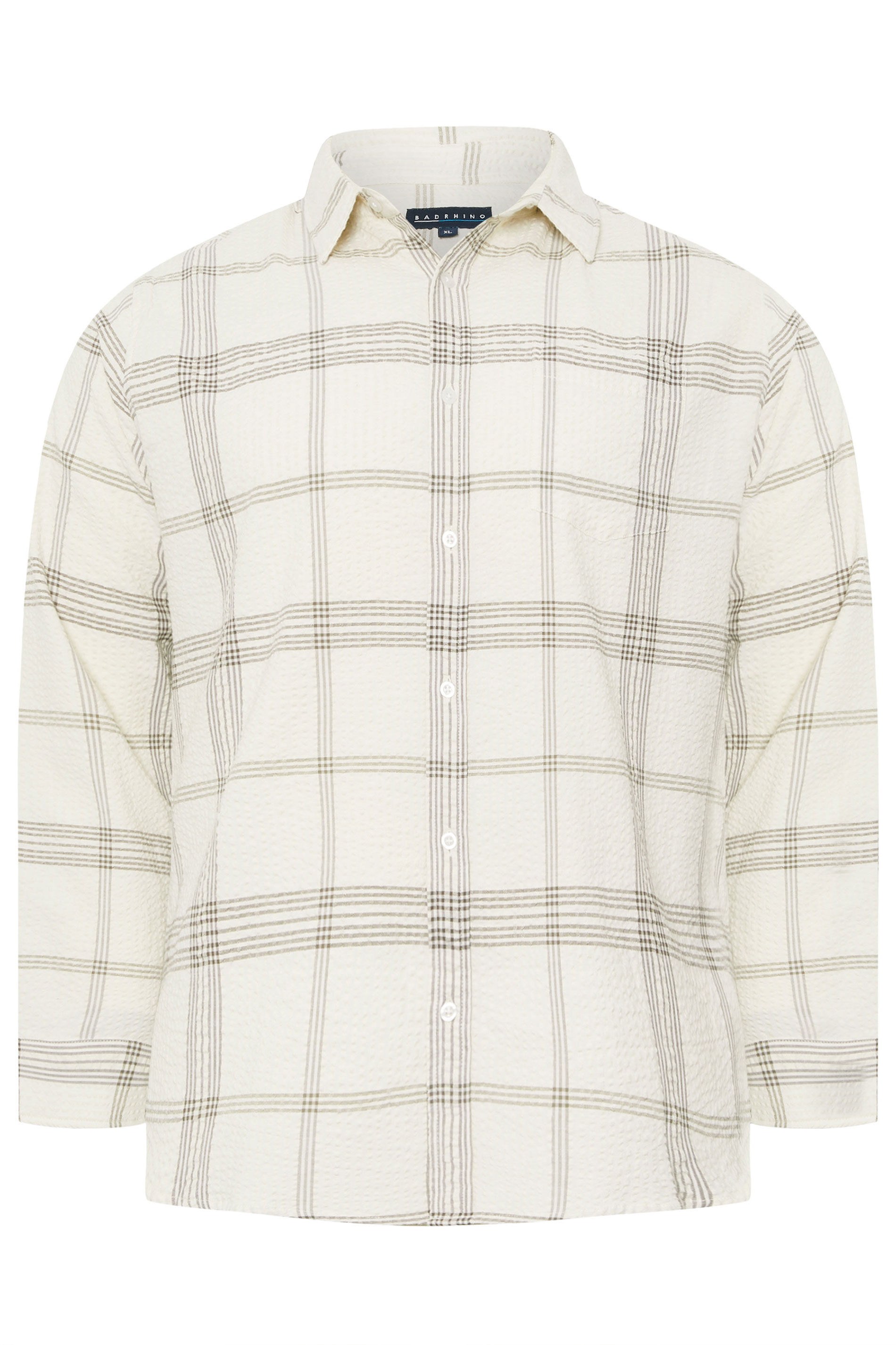 BadRhino Big & Tall Natural Brown Textured Checked Shirt | BadRhino 6