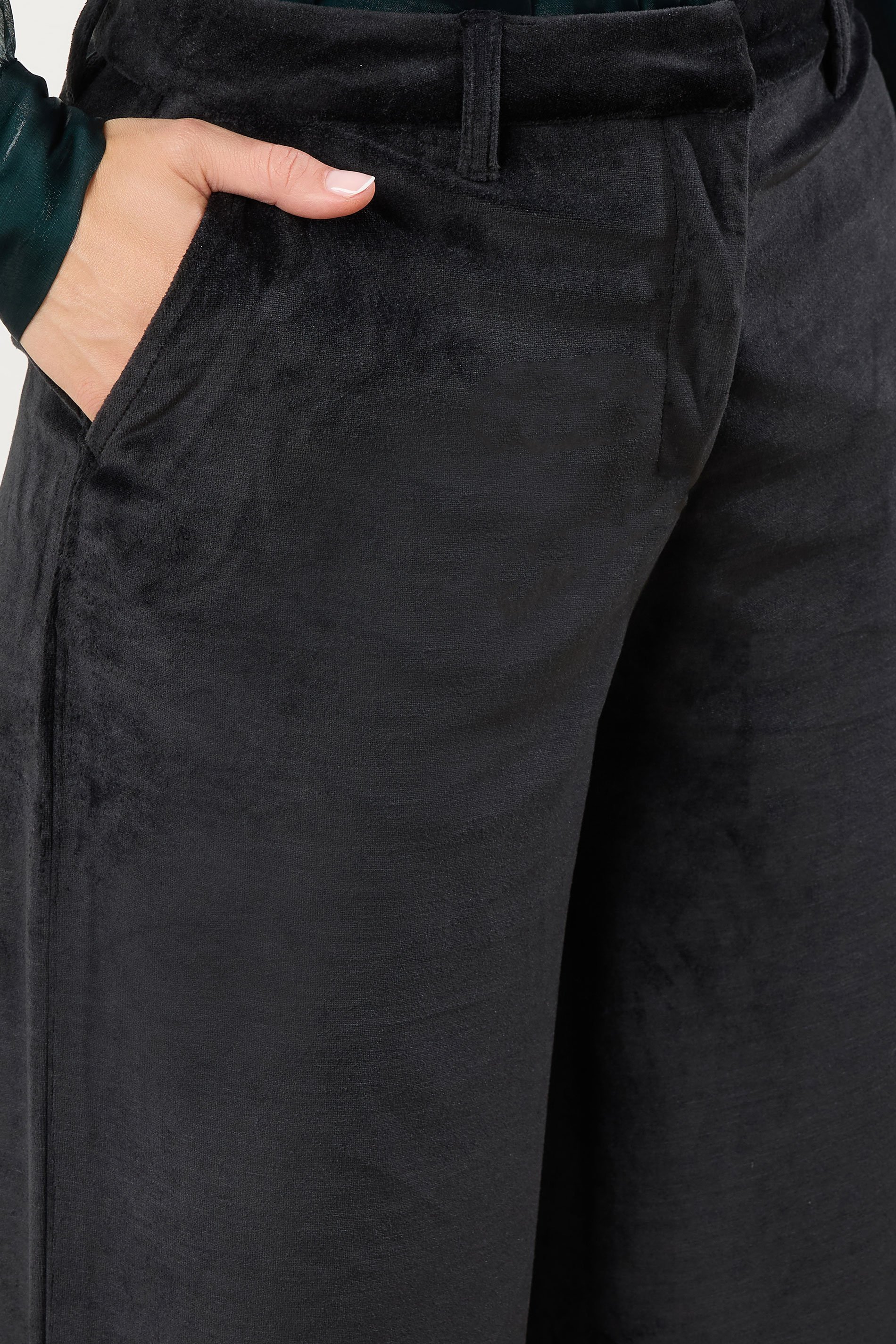 LTS Tall Black Velvet Palazzo Trousers | Long Tall Sally 5