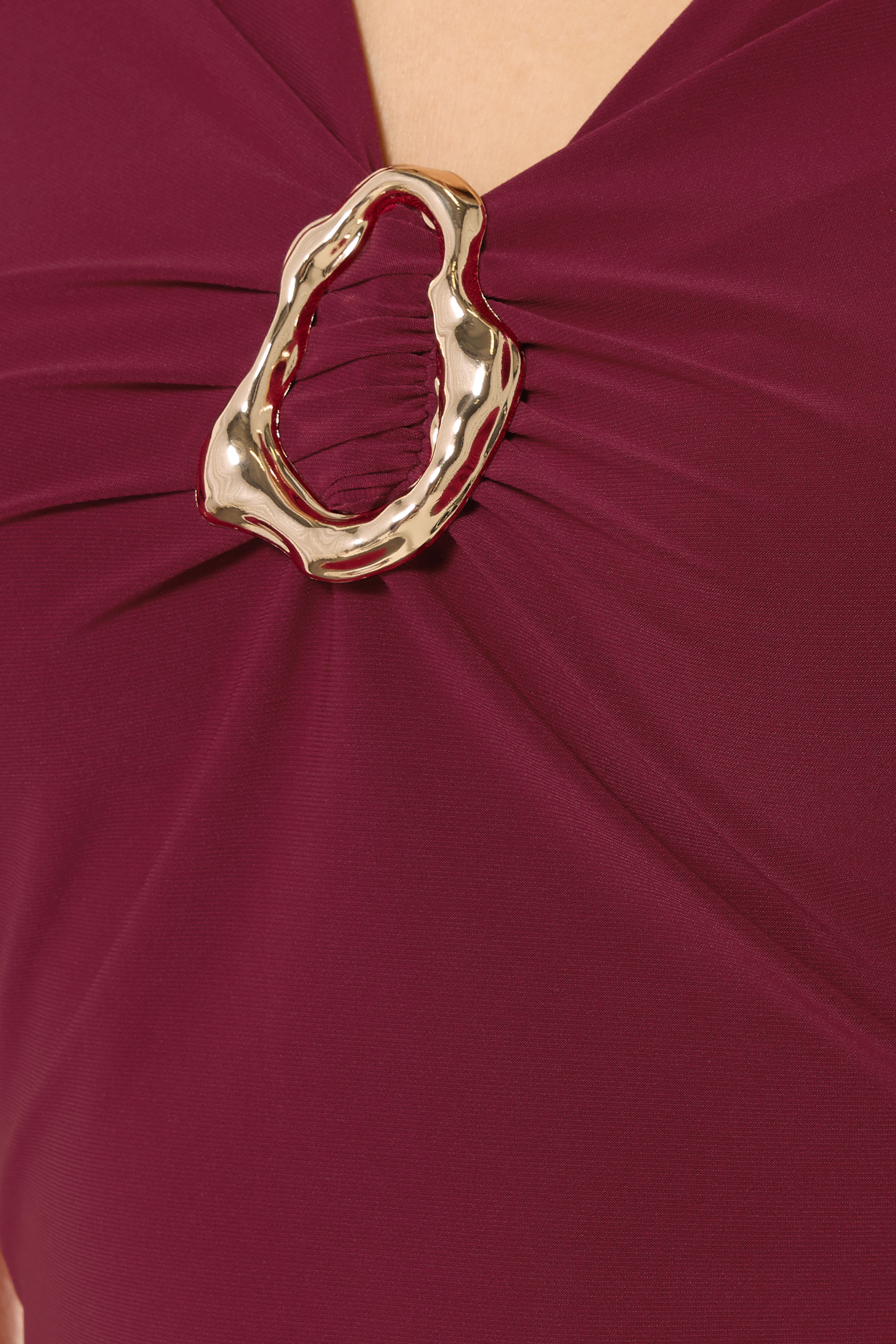 LTS Tall Wine Red Ruched Buckle Top | Long Tall Sally 5