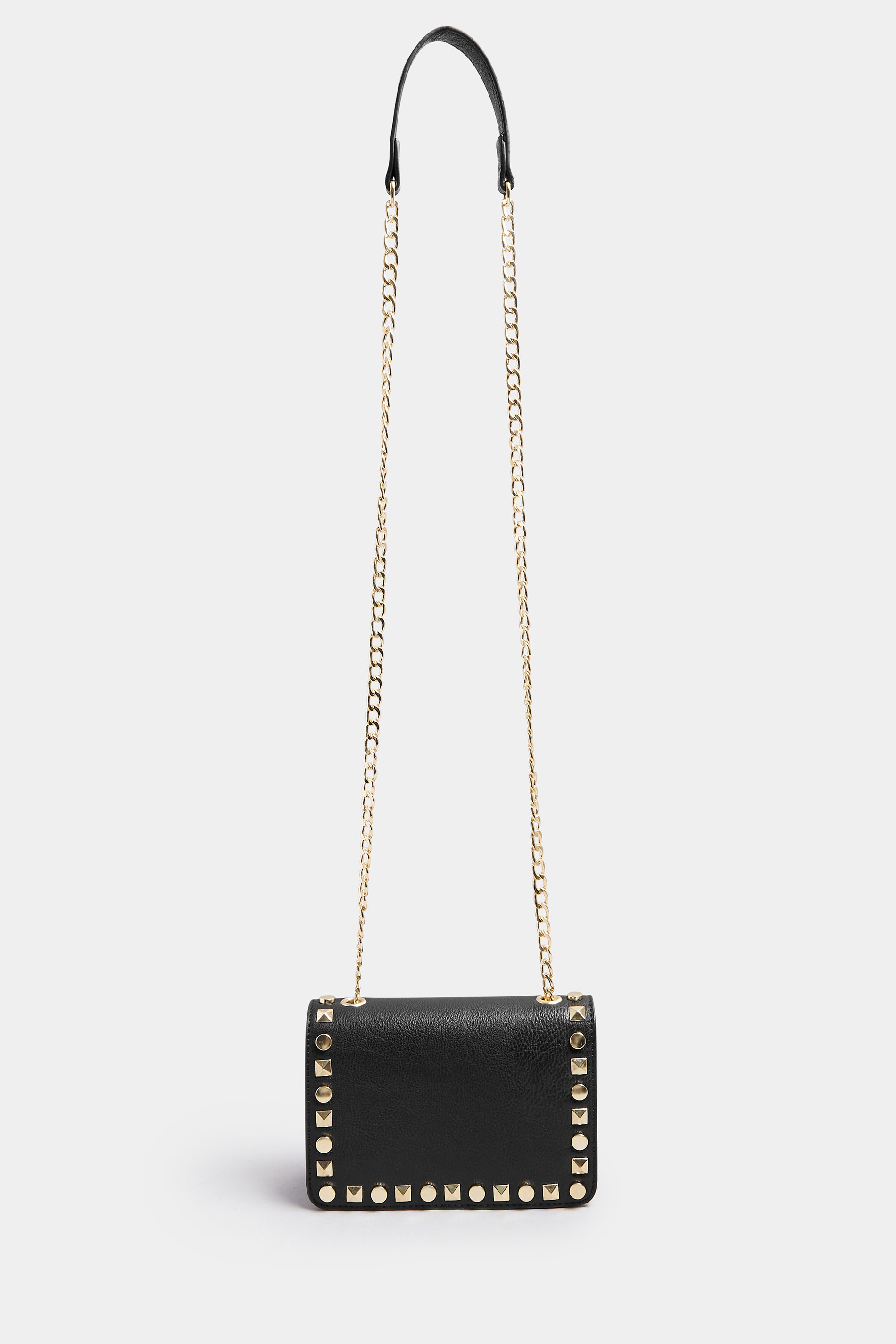 Black Faux Leather Stud Detail Cross Body Bag | Yours Clothing 3