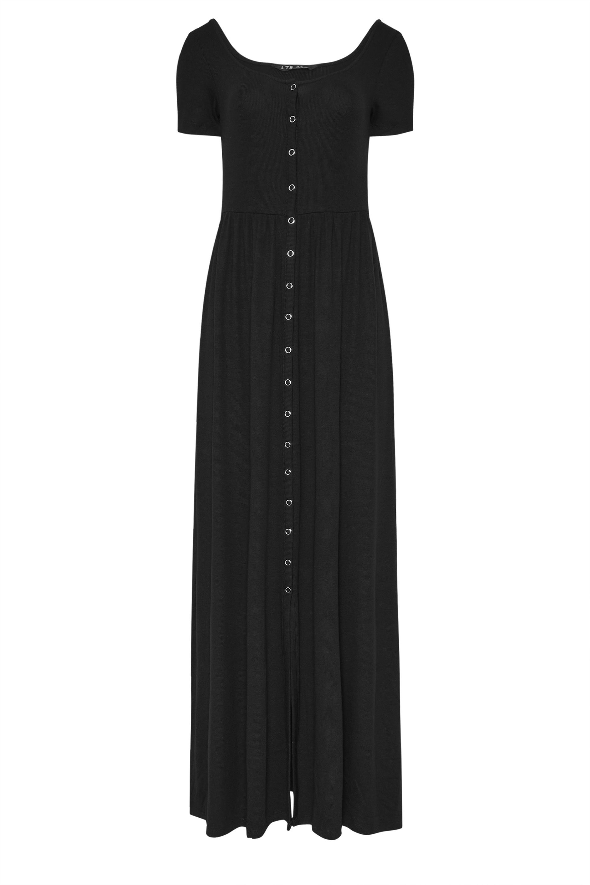 LTS Tall Maternity Black Ribbed Button Maxi Dress | Long Tall Sally 7
