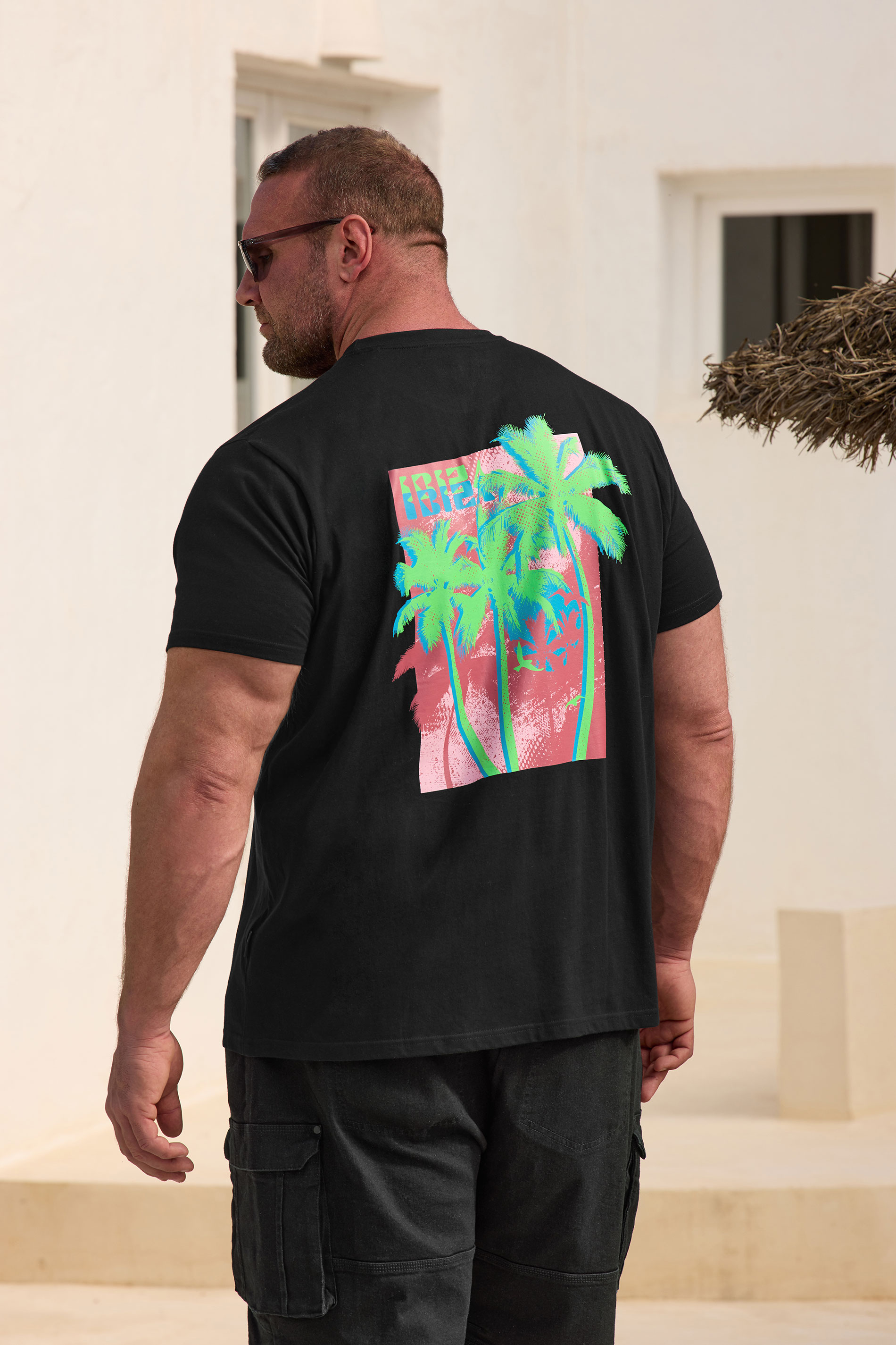 BadRhino Big & Tall Black 'Ibiza' Graphic Print T-Shirt | BadRhino 1