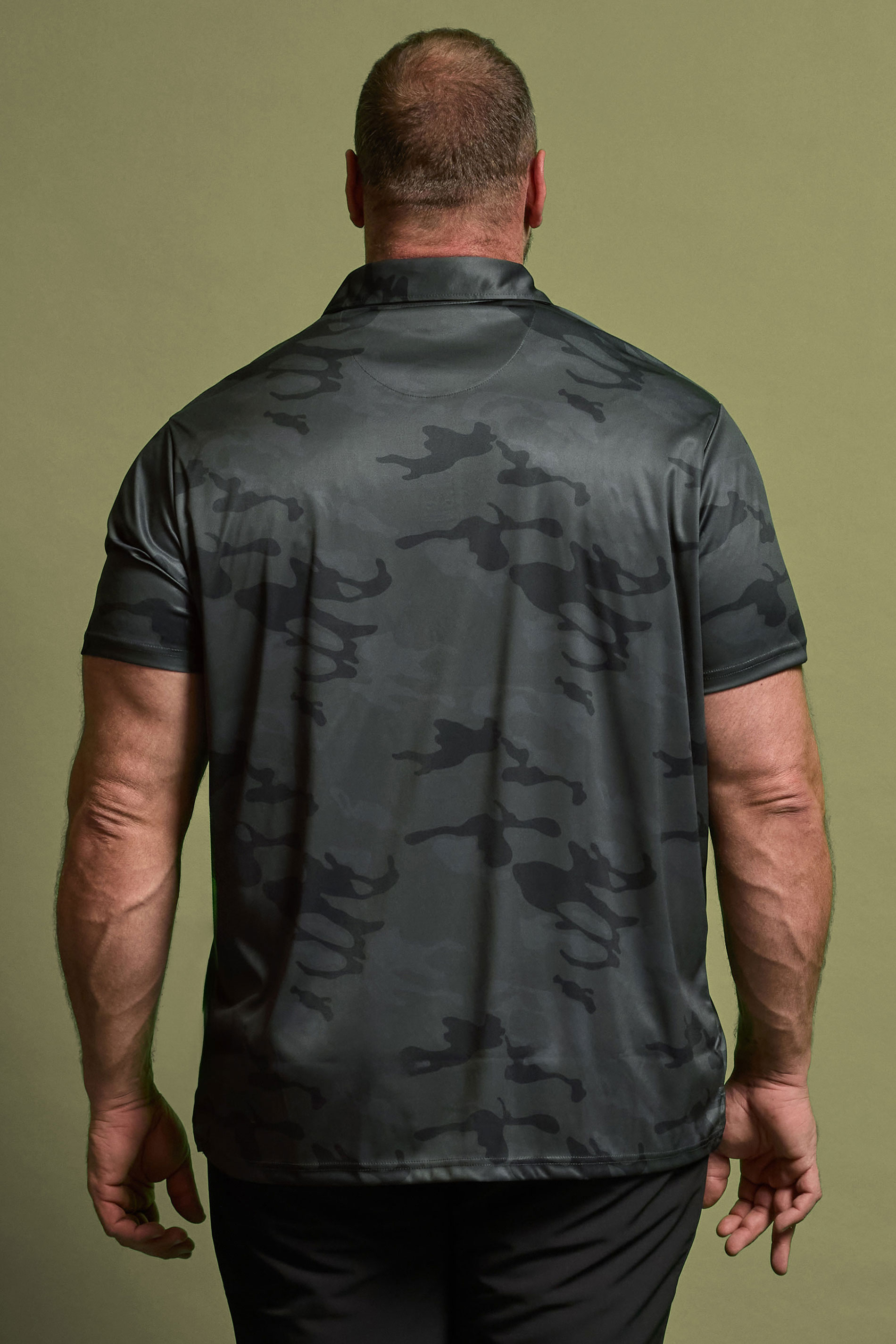 BadRhino Golf Big & Tall Black Camo Print Polo Shirt | BadRhino 3