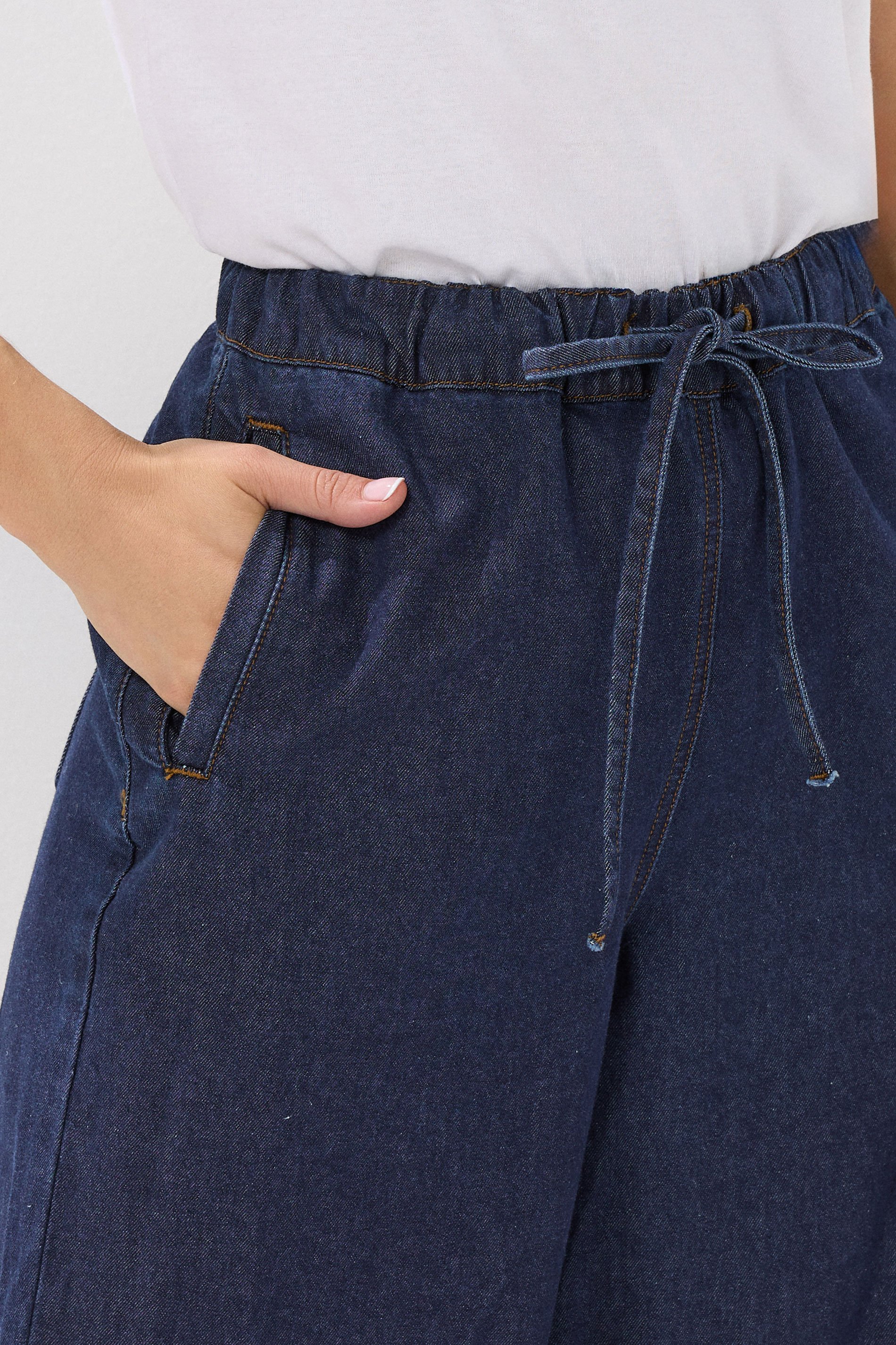 LTS Tall Indigo Blue Tie Waist Wide Leg Jeans | Long Tall Sally 5