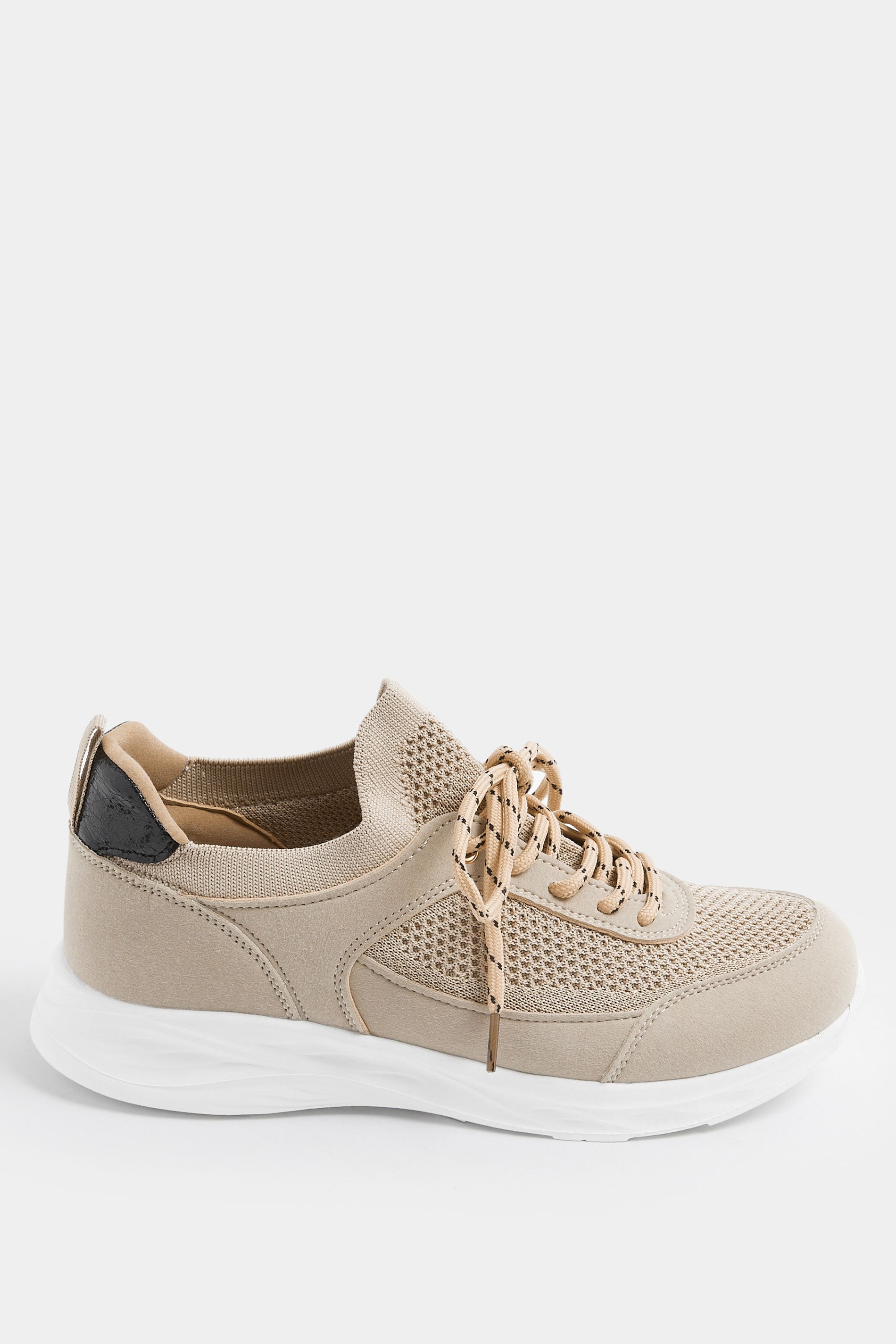 Natural Brown Knitted Trainers In Extra Wide EEE Fit | Yours Clothing 2