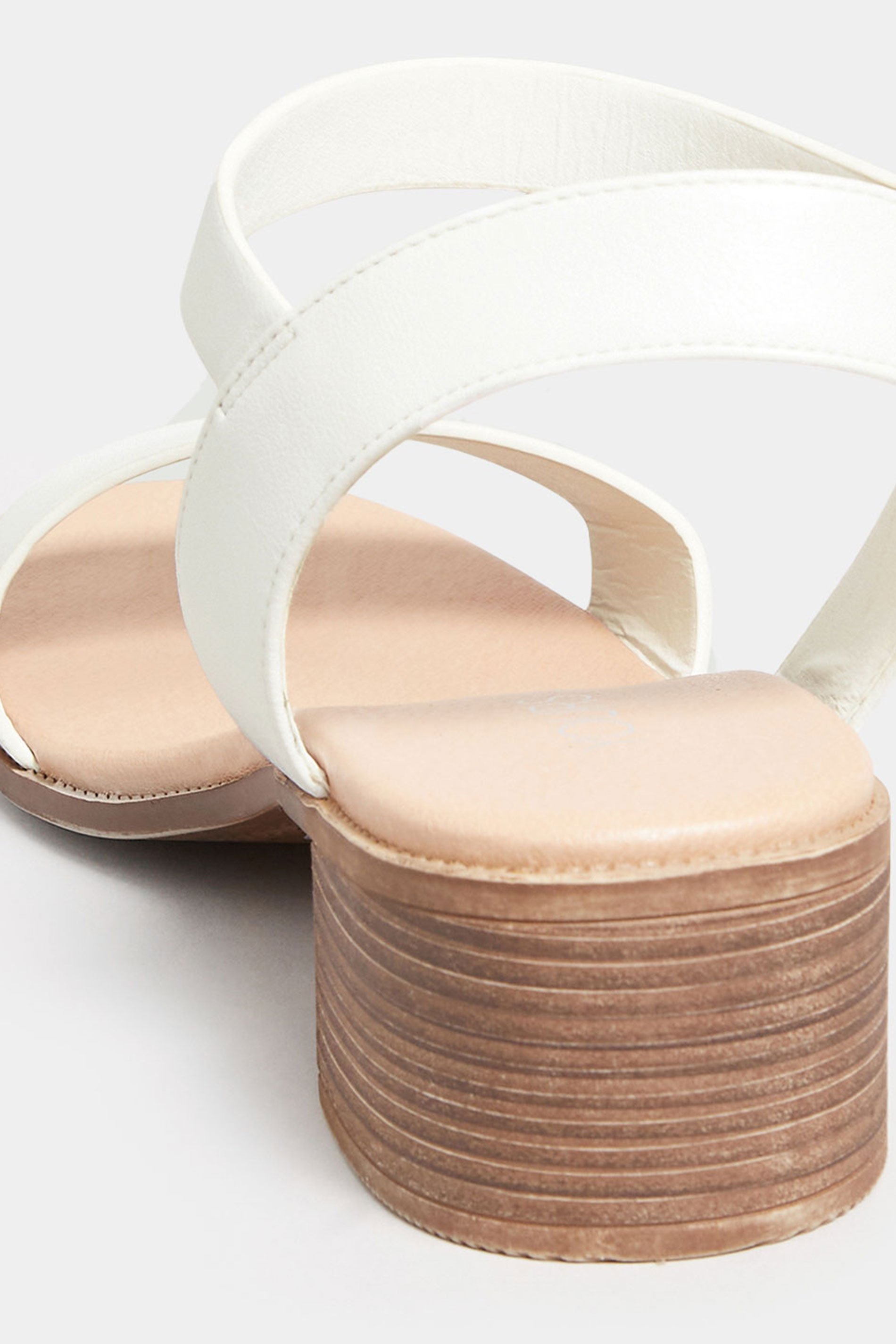Plus Size White Block Strappy Low Heel Sandals In Extra Wide EEE Fit | Yours Clothing  4
