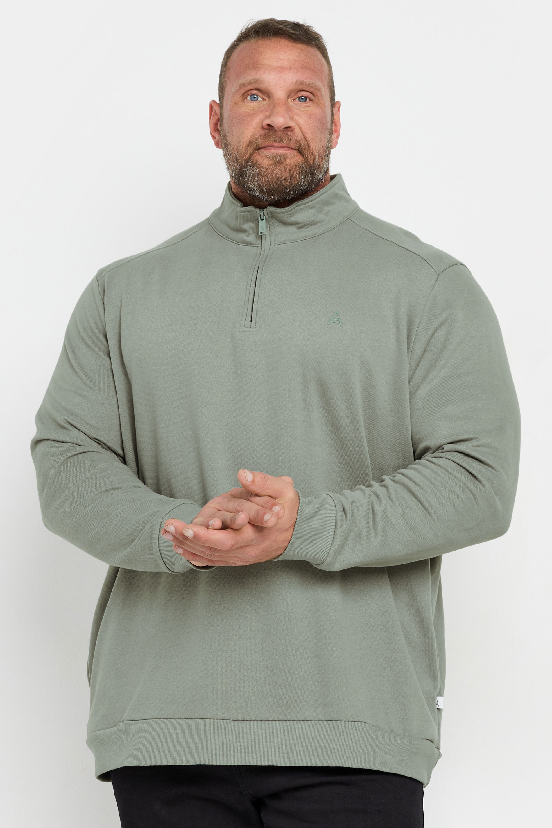 STUDIO A Big & Tall Grey Quarter Zip Sweatshirt | BadRhino 2