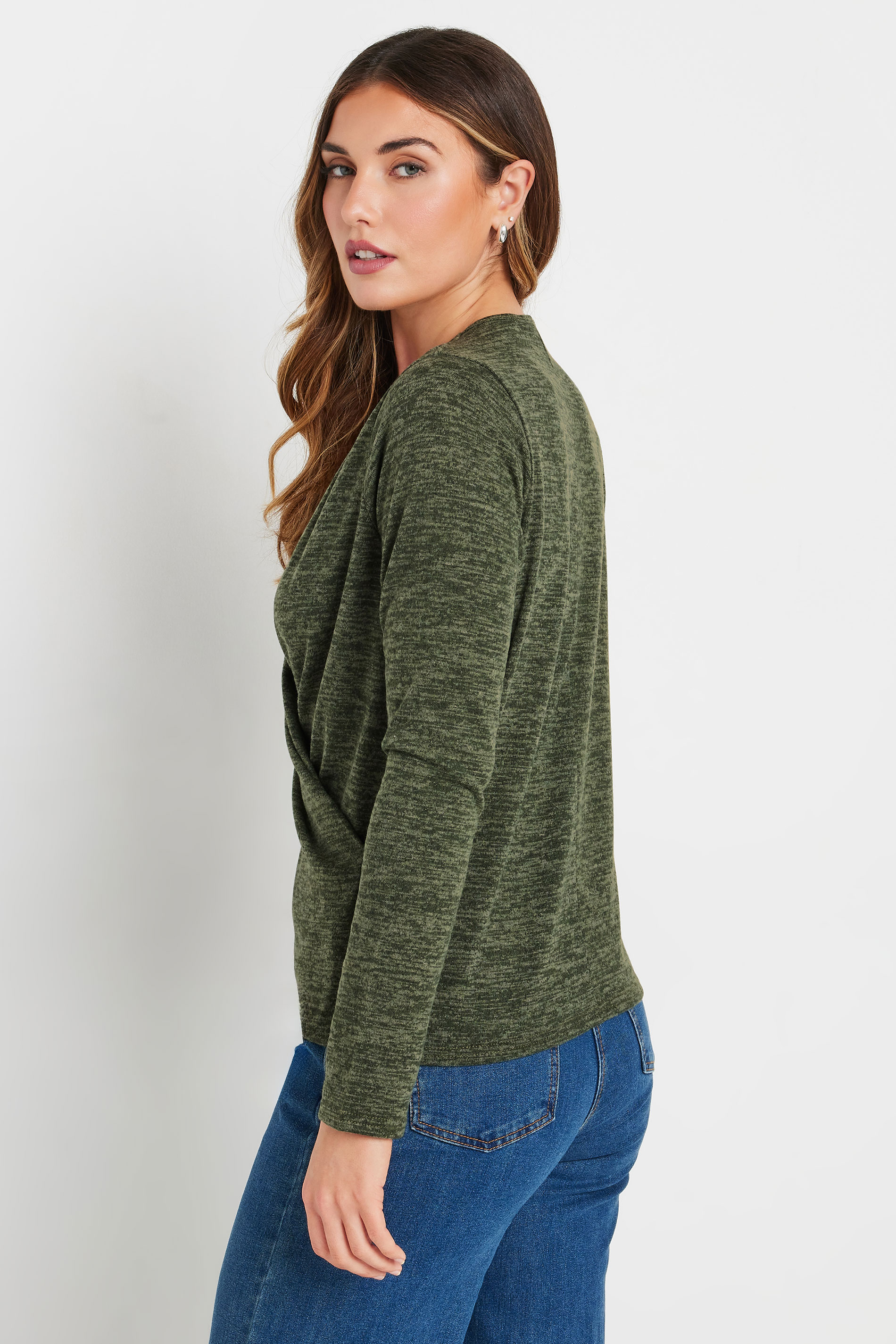LTS Tall Dark Green Soft Touch Wrap Top | Long Tall Sally 4