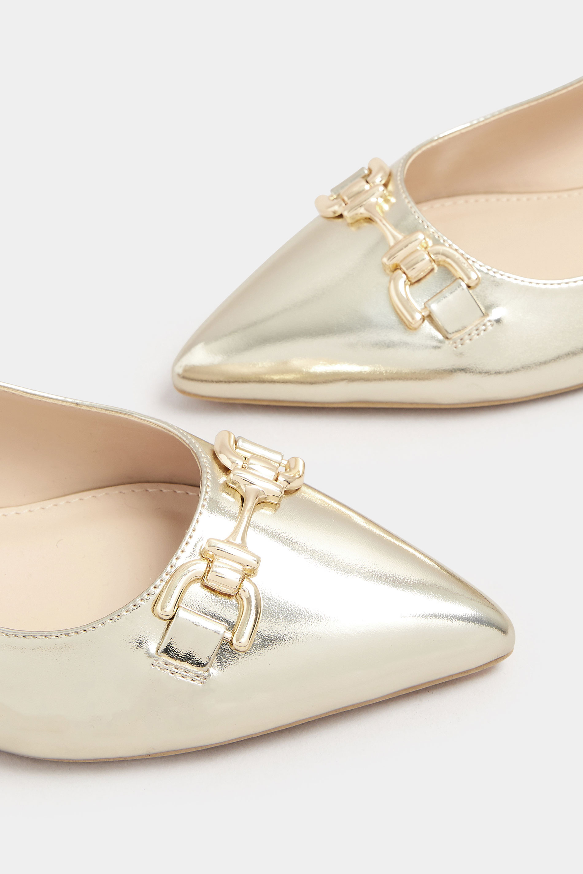 LTS Gold Metal Buckle Slingback Flats In Standard Fit | Long Tall Sally 5