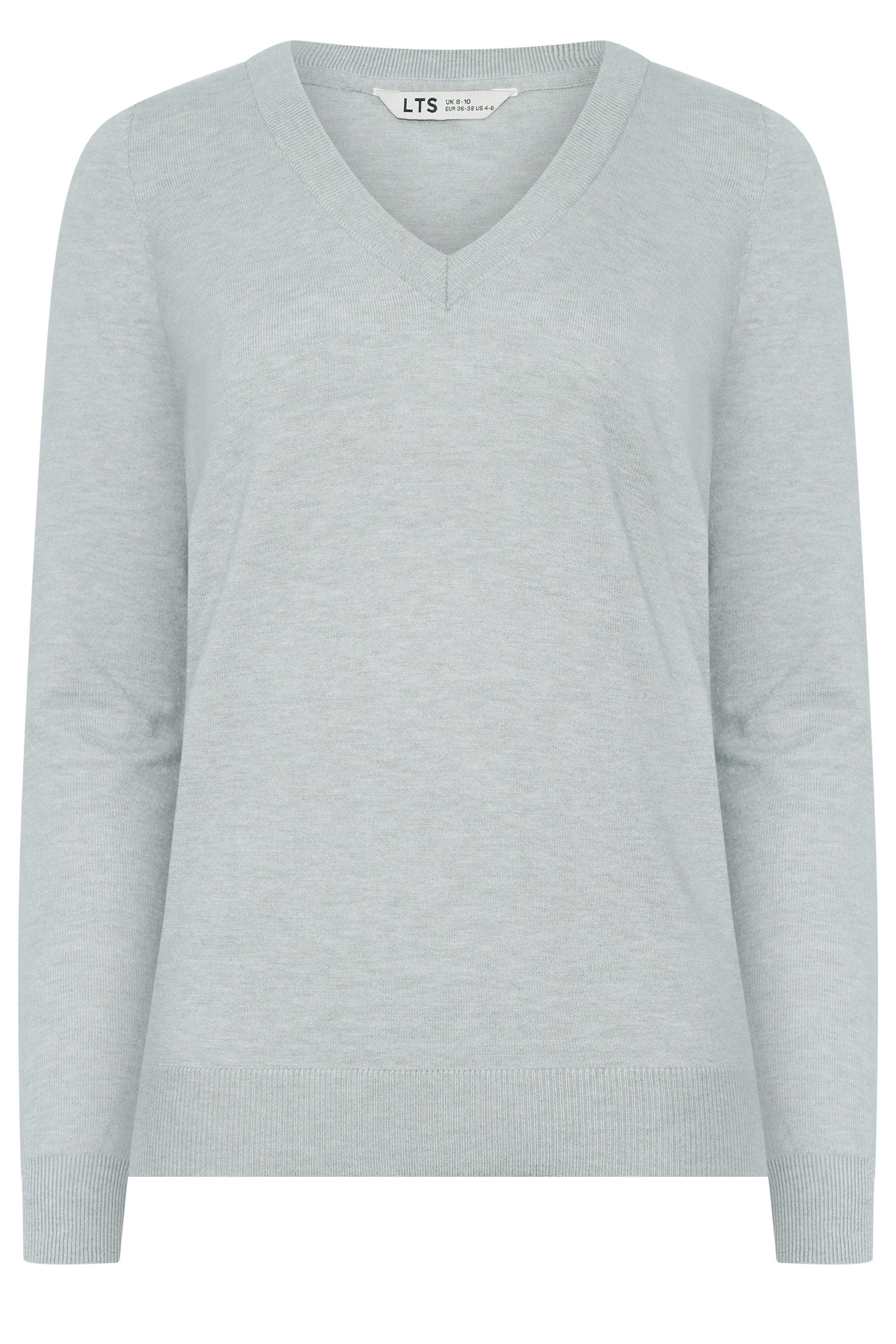 LTS Tall Women's Grey Fine Knit V-Neck Jumper | Long Tall Sally 5