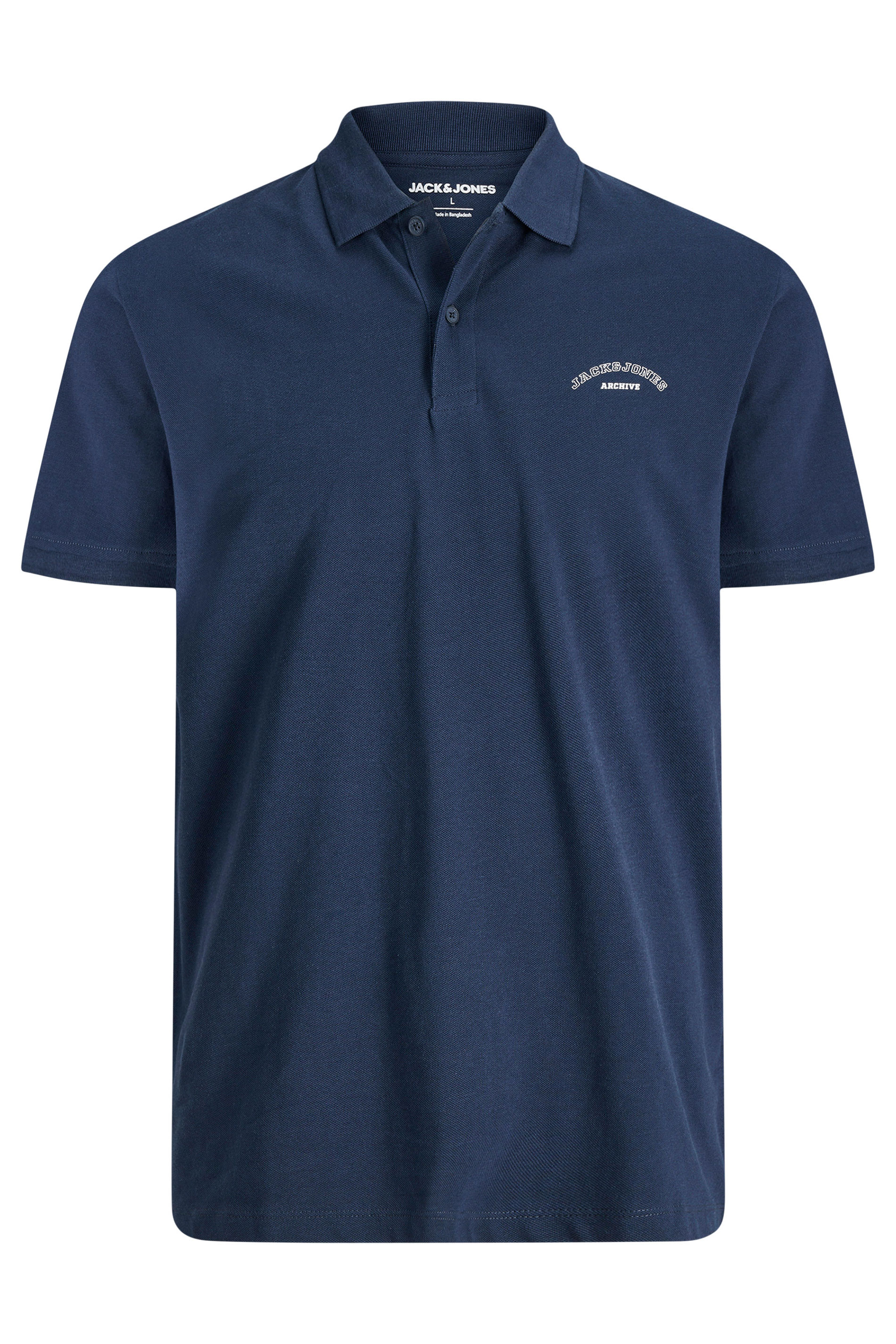 JACK & JONES Big & Tall Navy Blue Archive Polo Shirt | BadRhino 3