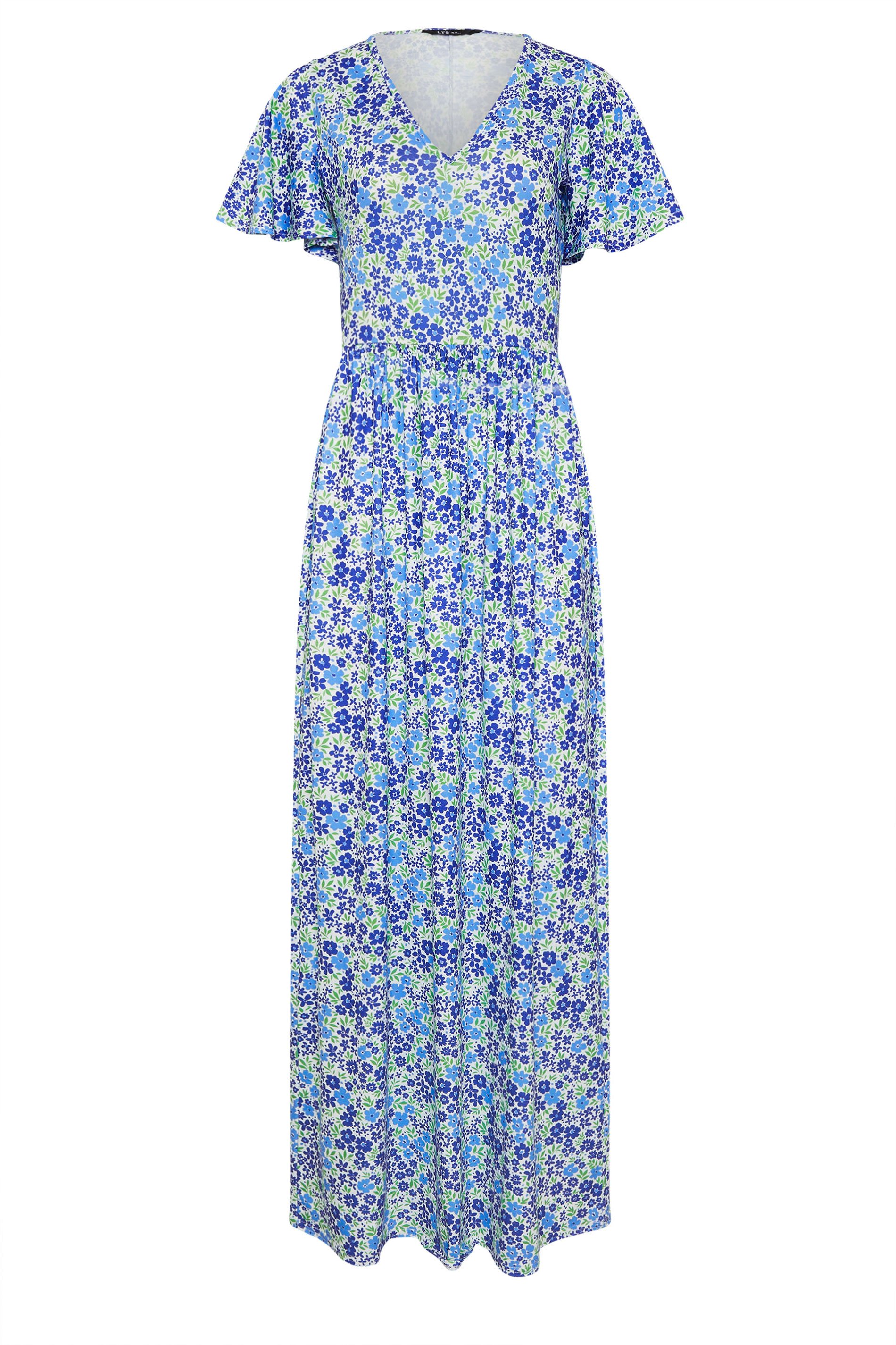 LTS Tall Blue Ditsy Angel Sleeve Maxi Dress | Long Tall Sally