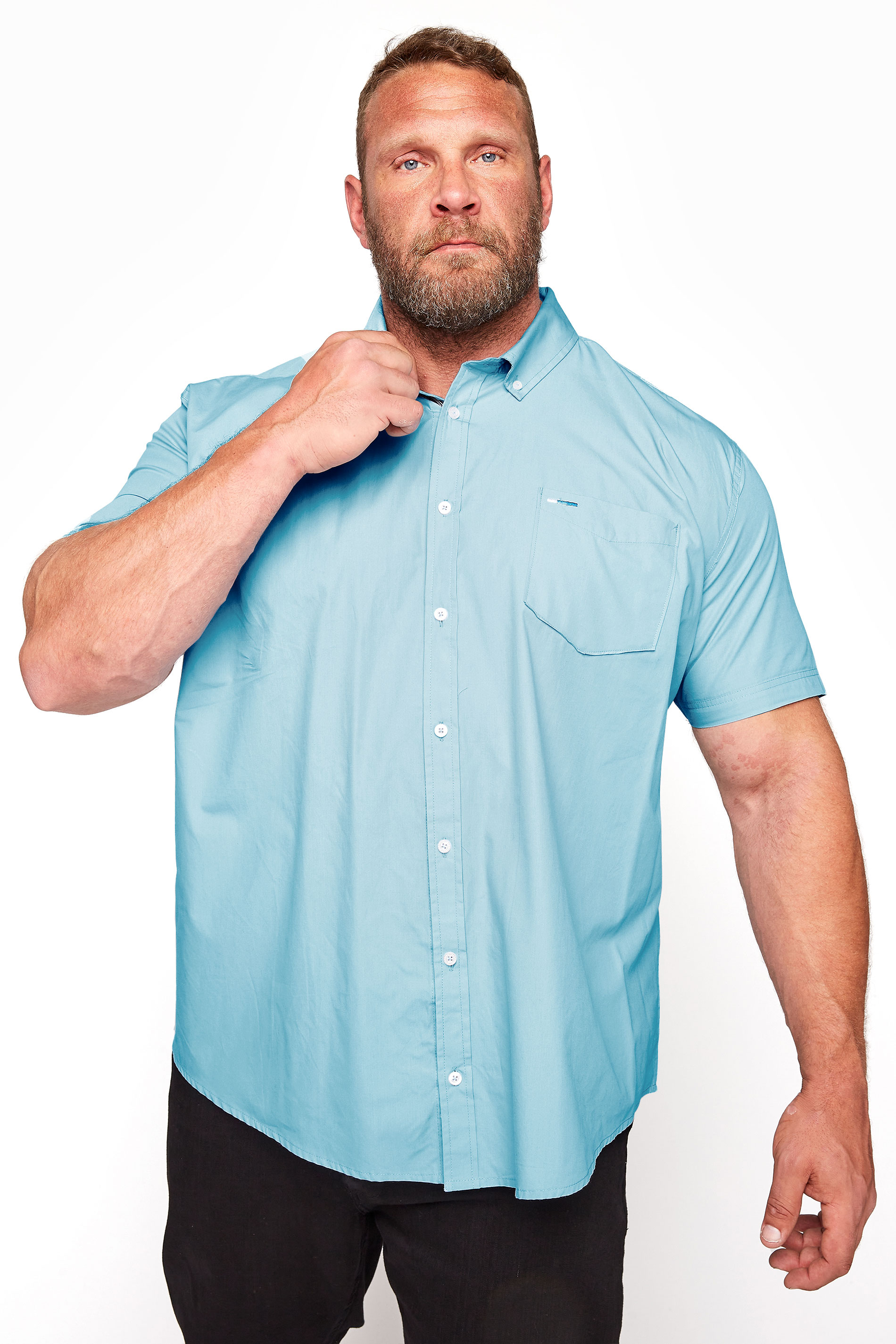 BadRhino Light Blue Essential Short Sleeve Oxford Shirt | BadRhino 1