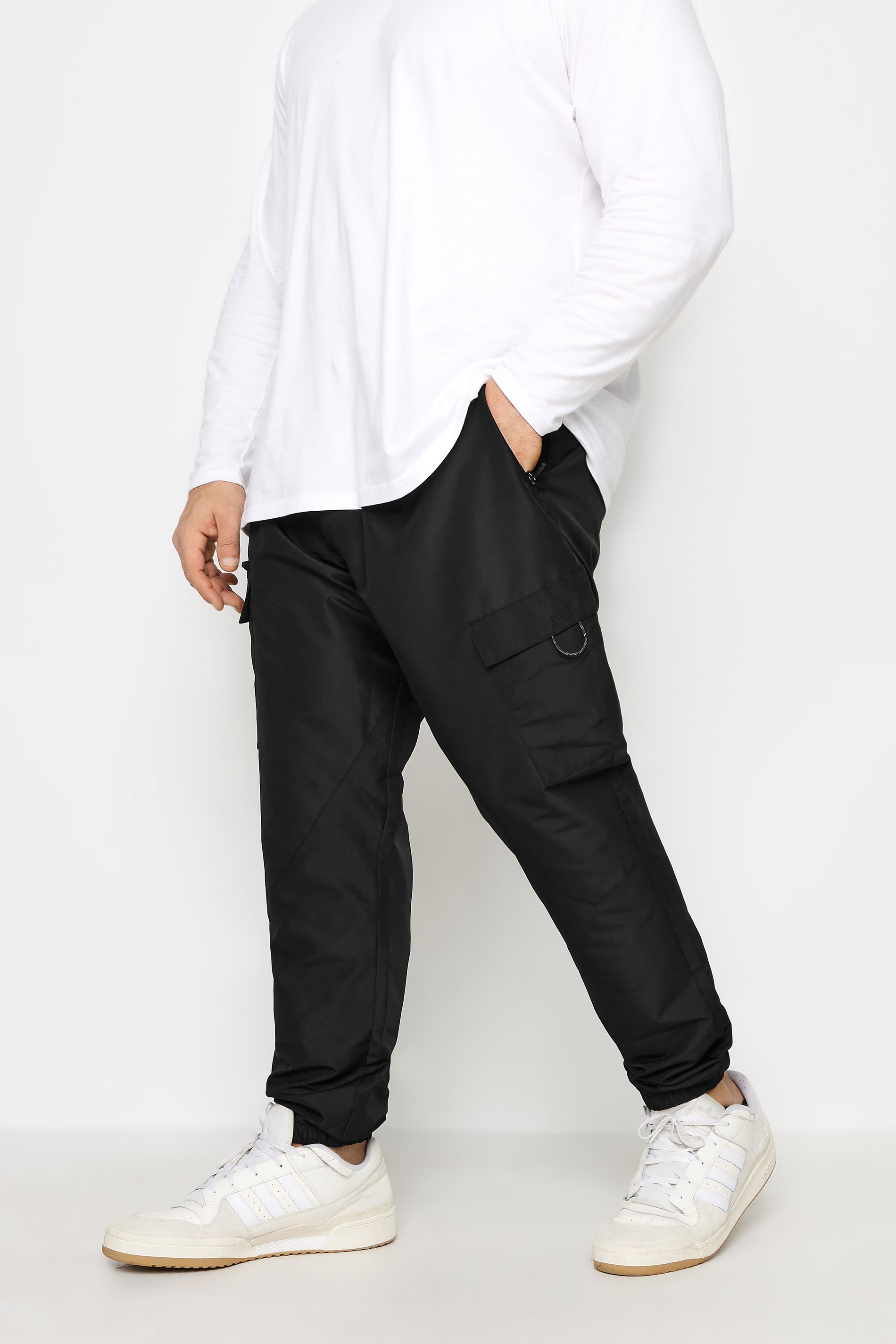 BadRhino Big & Tall Black Tech Cargo Trousers | BadRhino 1