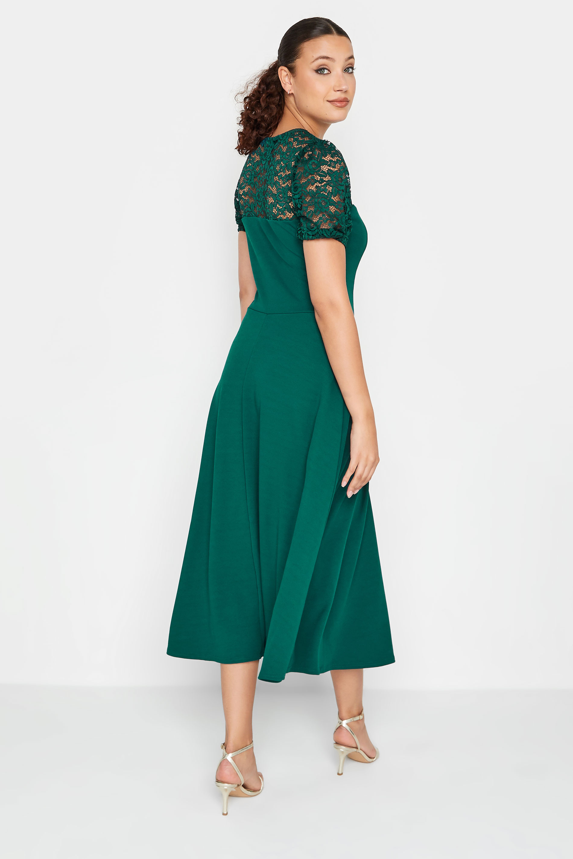 Tall Women's LTS Forest Green Lace Midi Dress | Long Tall Sally 3
