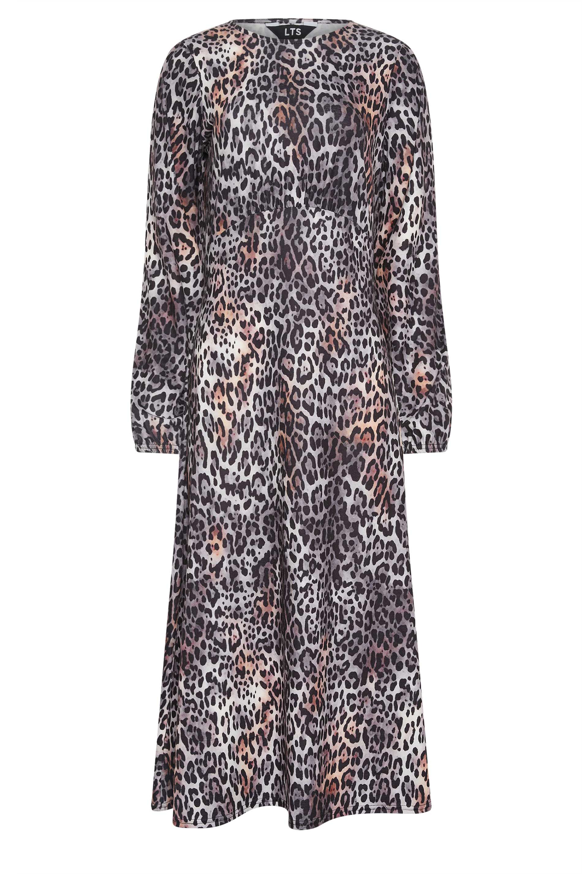 LTS Tall Women's Grey Leopard Print Tea Dress | Long Tall Sally