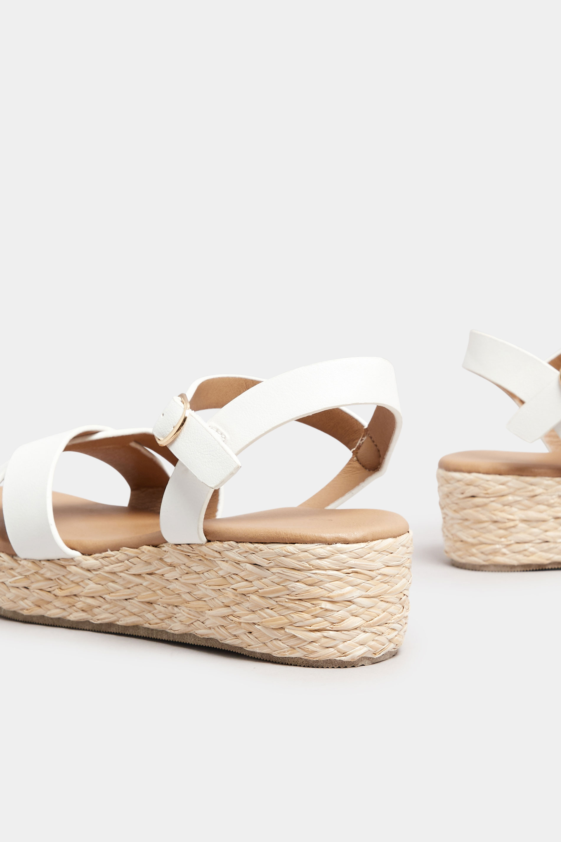 White Platform Espadrille Wedge Sandals In Wide E Fit & Extra Wide EEE Fit | Yours Clothing 4