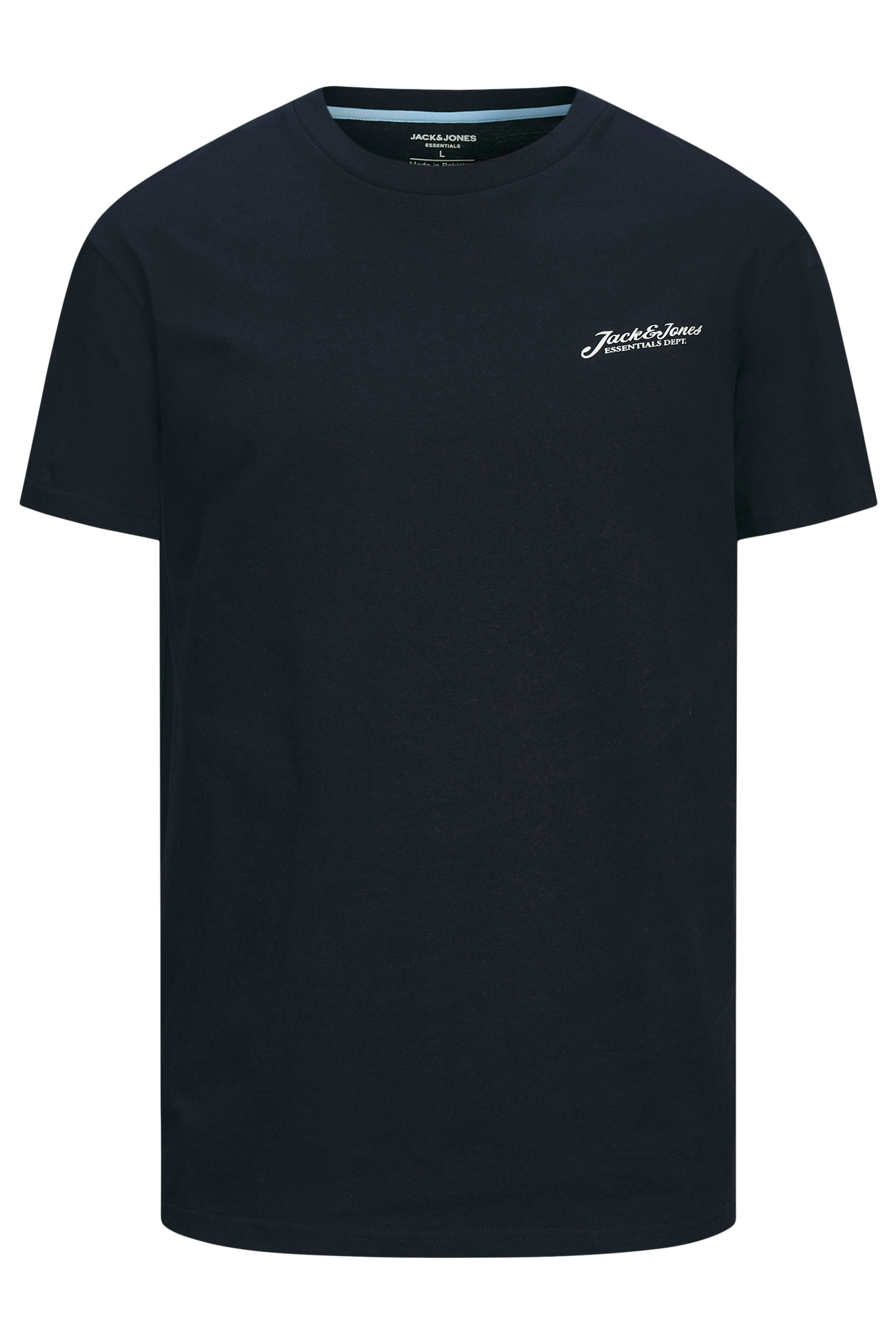 JACK & JONES Big & Tall Navy Blue Frontprint Crew Neck T-Shirt | BadRhino 2