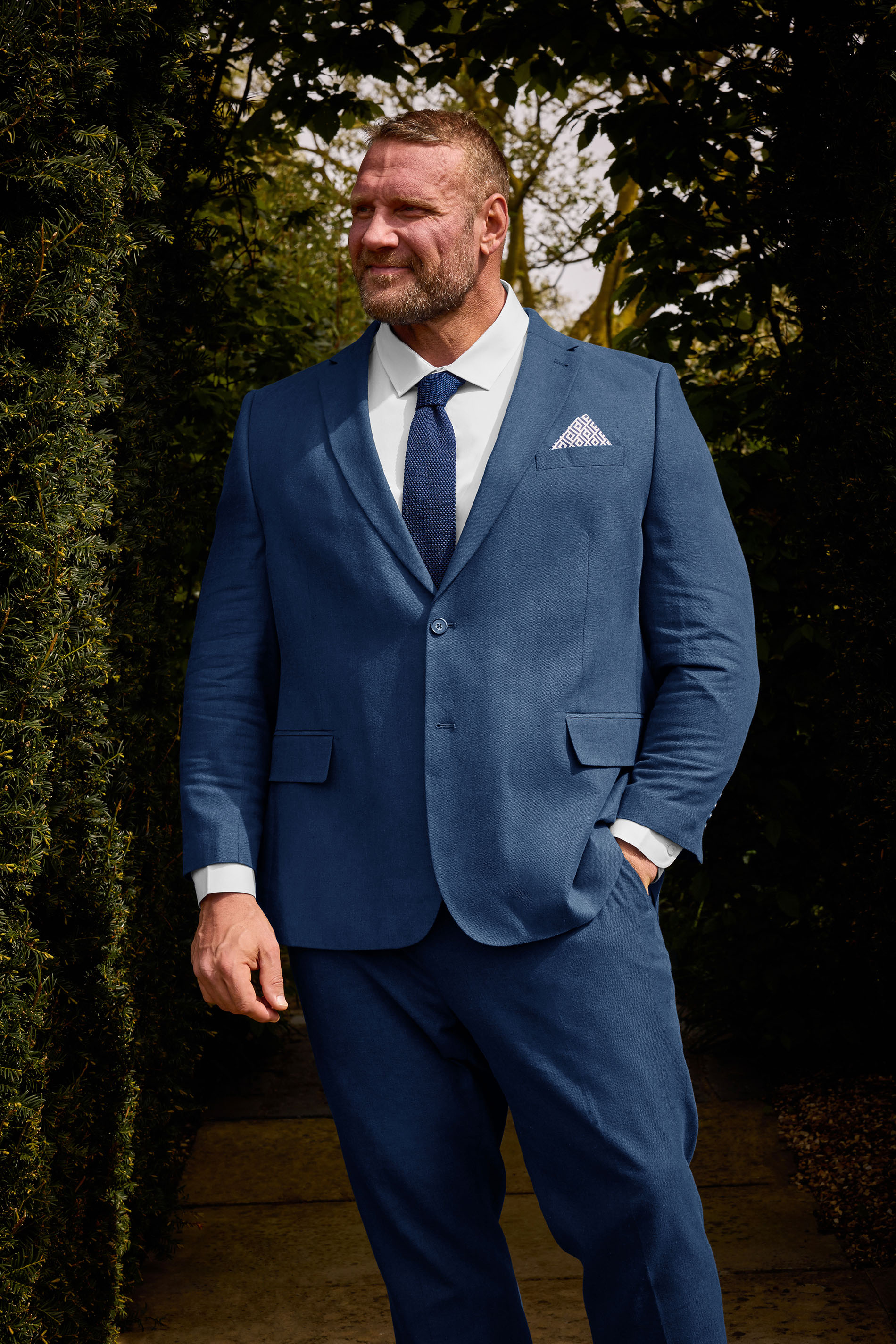 BadRhino Big & Tall Navy Blue Linen Suit Jacket | BadRhino 1