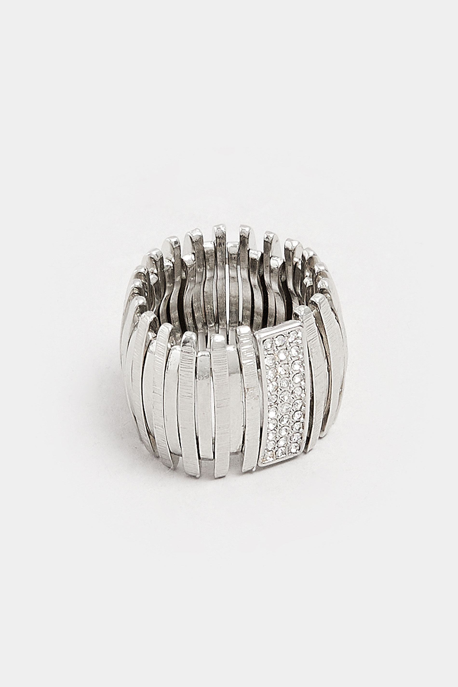 Silver Tone Stretch Diamante Ring | Yours Clothing 2