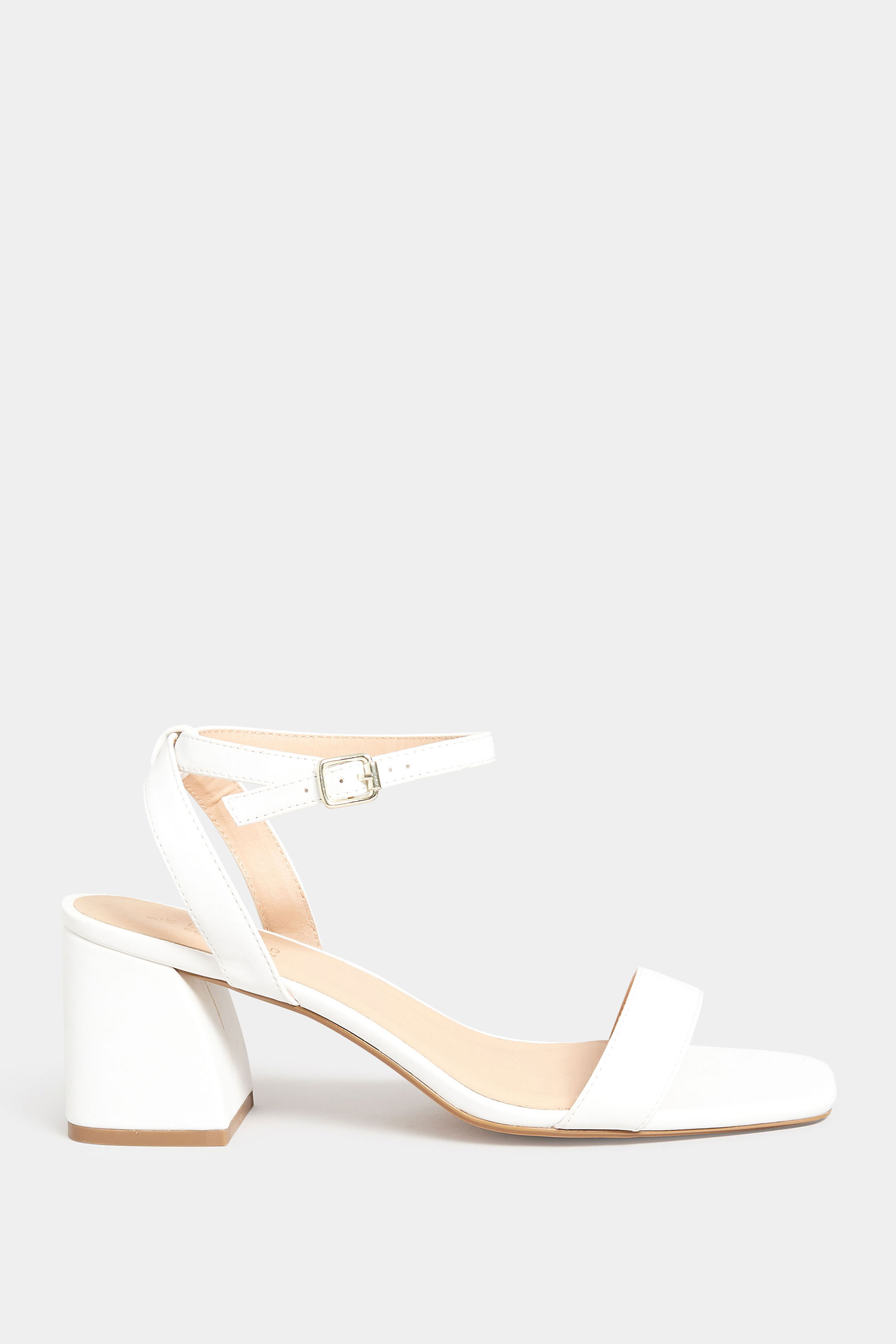 LIMITED COLLECTION White Block Heel Sandals In Wide E Fit & Extra Wide EEE Fit| Yours Clothing 3