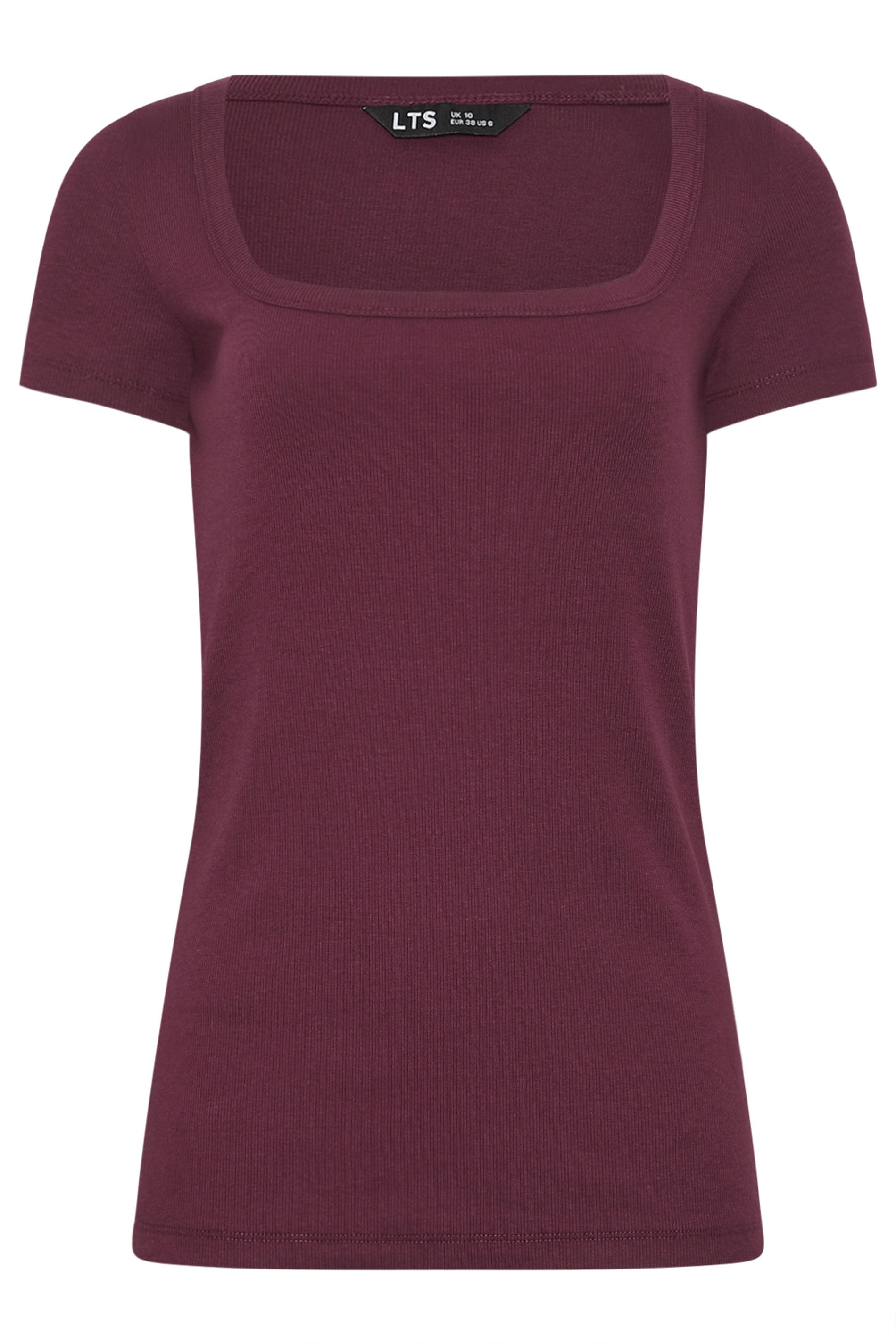 LTS Tall Women's Plum Purple Square Neck Ribbed T-Shirt | Long Tall Sally 5