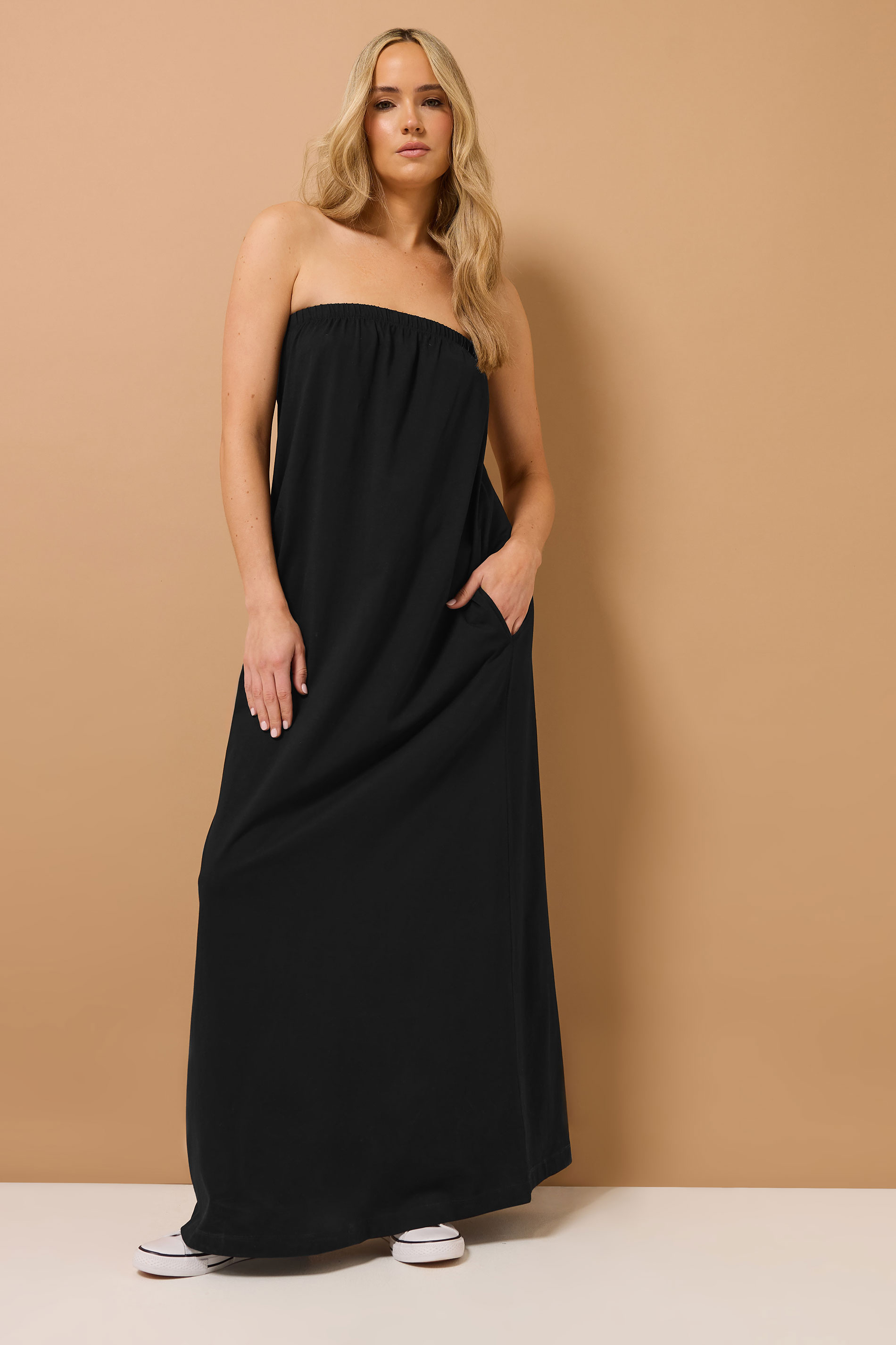 LTS Tall Black Jersey Bandeau Maxi Dress | Long Tall Sally 2