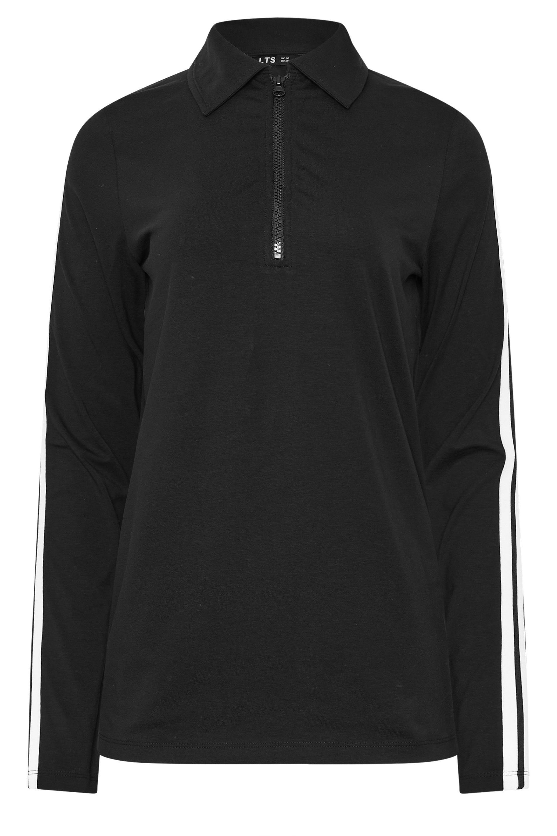 LTS Tall Black Side Stripe Quarter Zip Top | Long Tall Sally 5