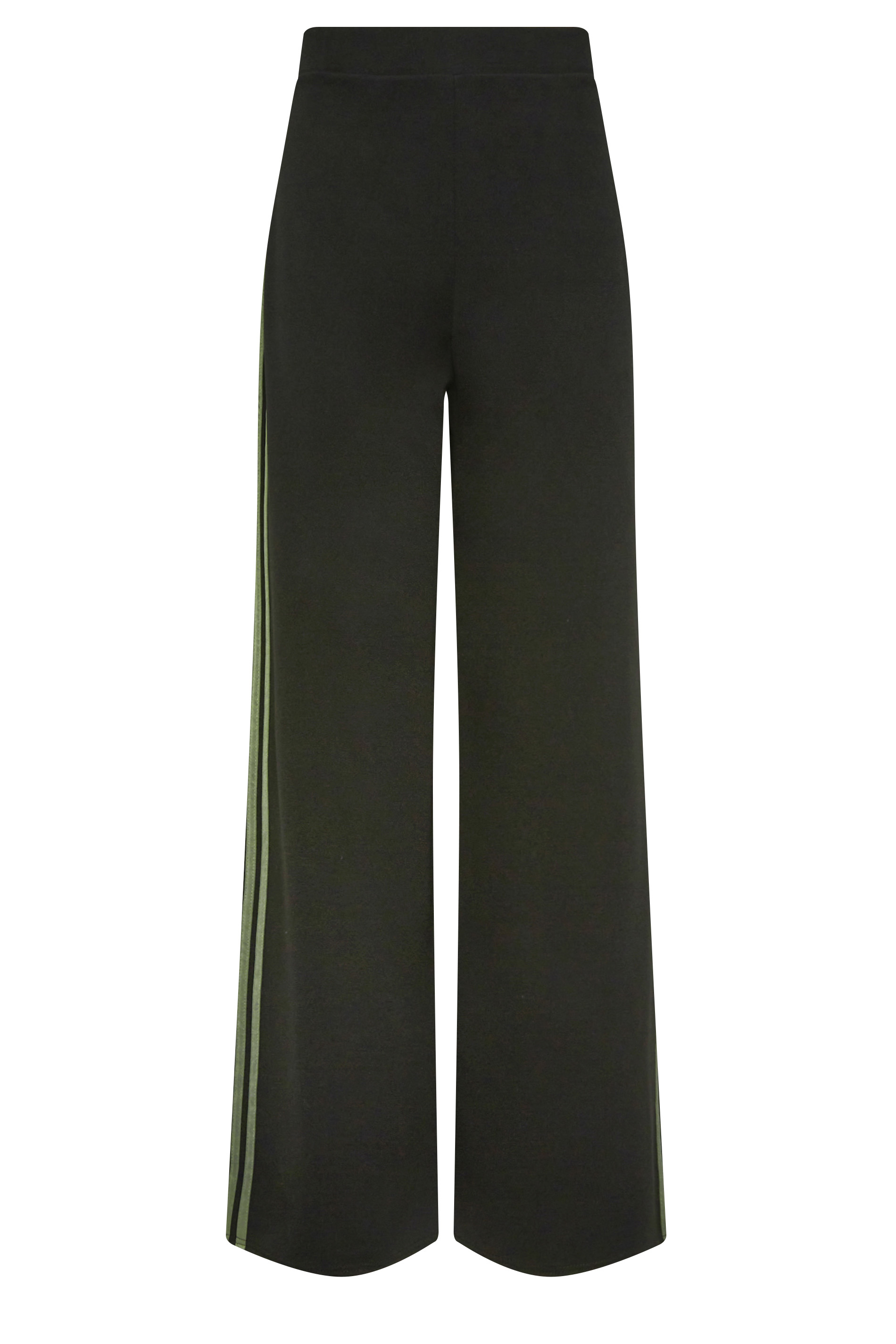 LTS Tall Black & Khaki Green Stripe Wide Leg Trousers