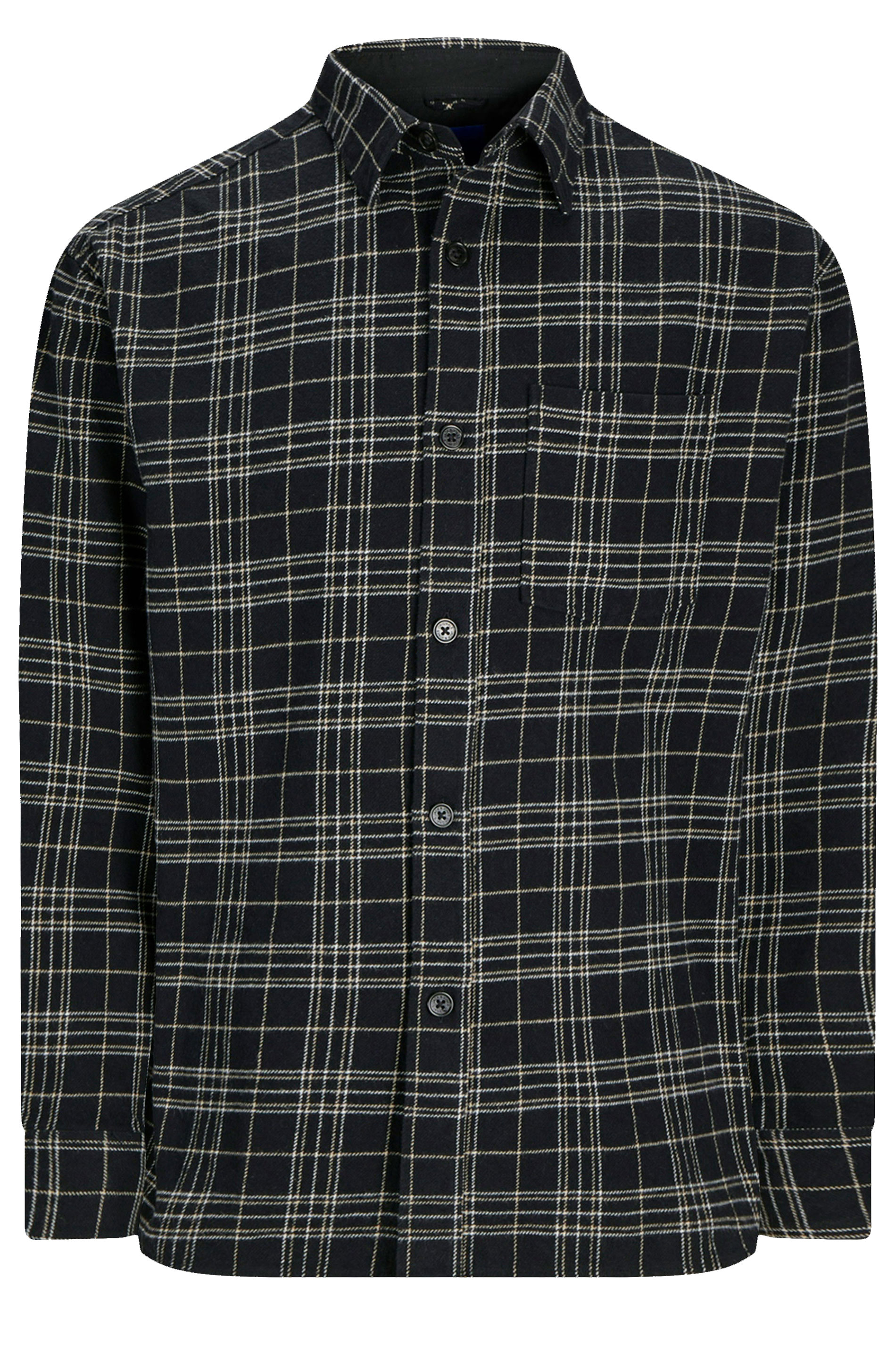 JACK & JONES Big & Tall Black Check Print Flannel Shirt | BadRhino 2