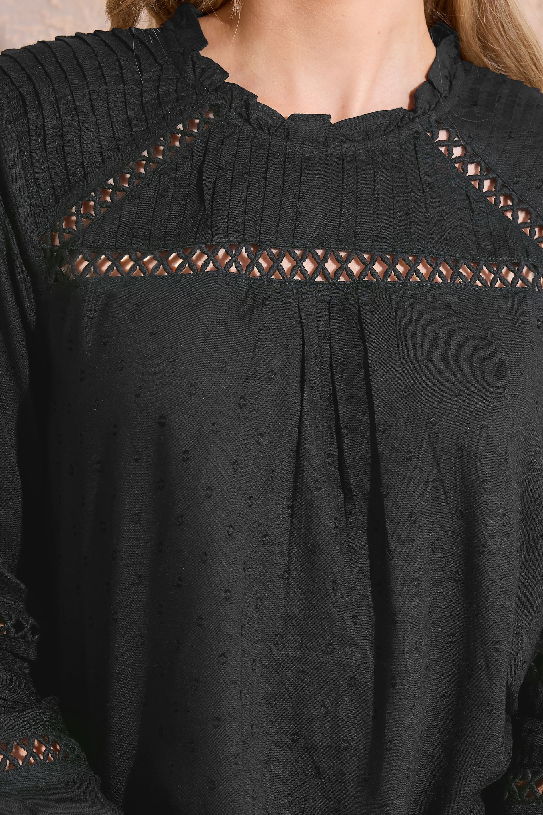 LTS Tall Black Ladder Trim Shirt | Long Tall Sally 4