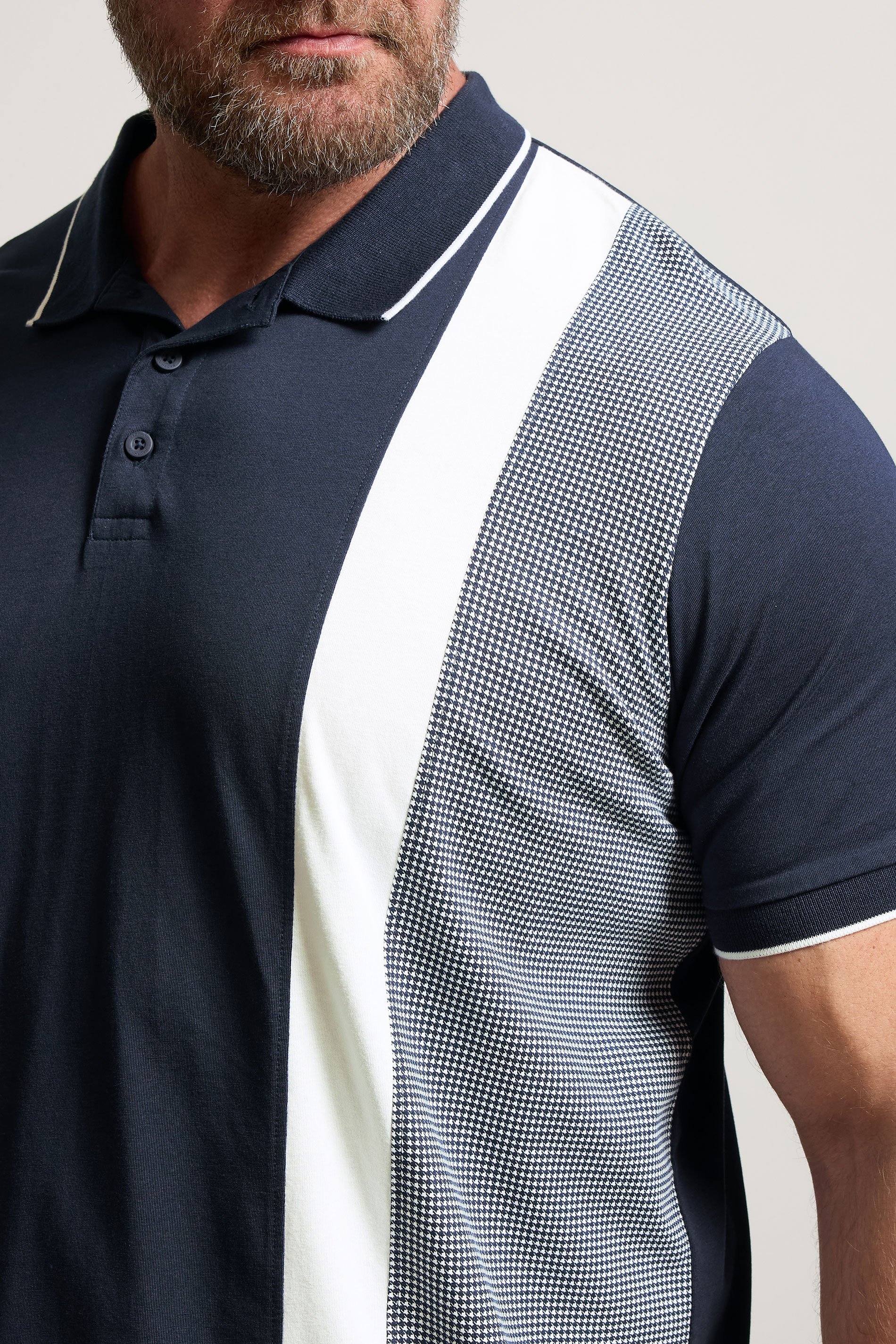 BadRhino Big & Tall Navy Blue Cut & Sew Tipped Polo Shirt | BadRhino 4