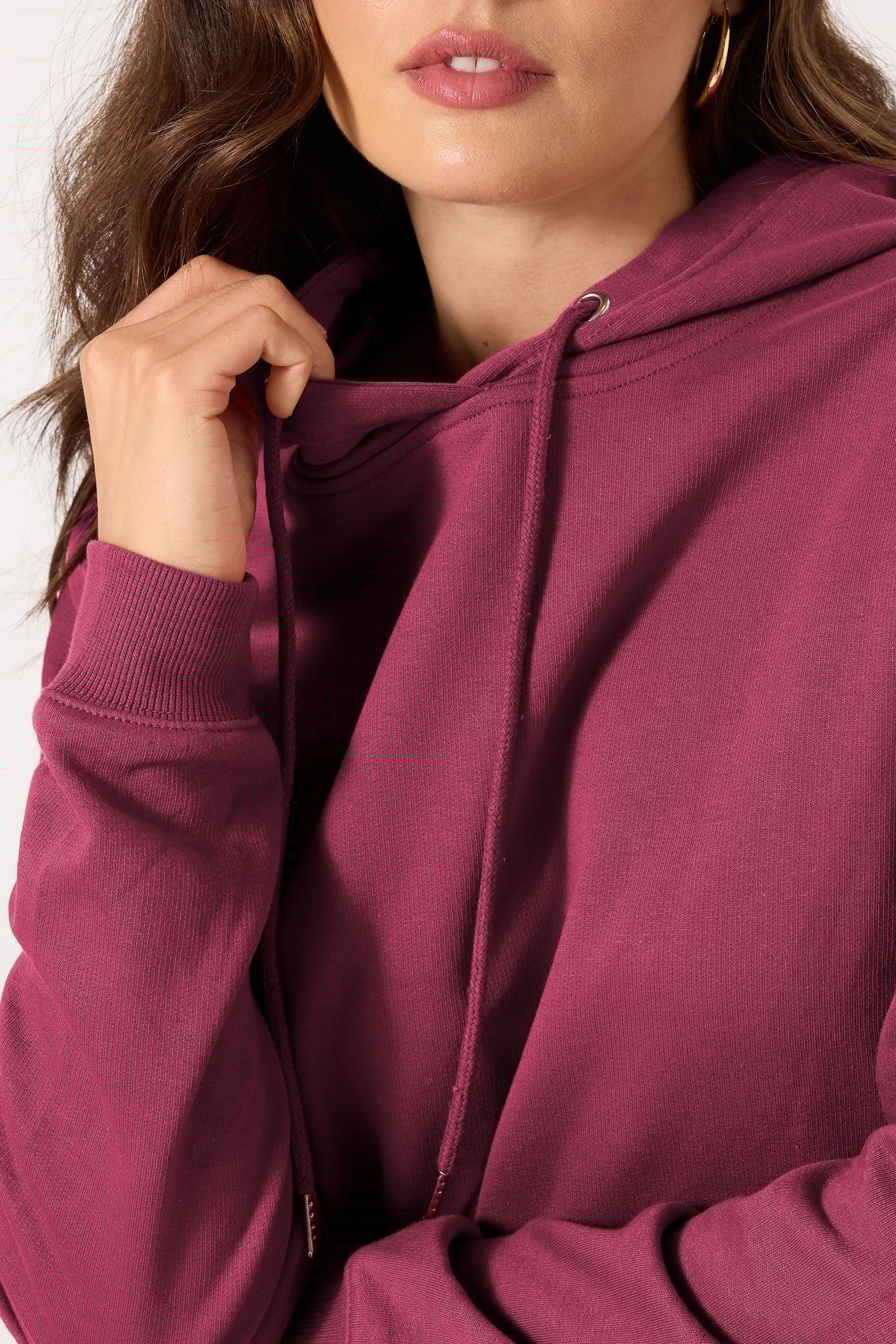 LTS Tall Dark Pink Drawstring Hoodie | Long Tall Sally 5