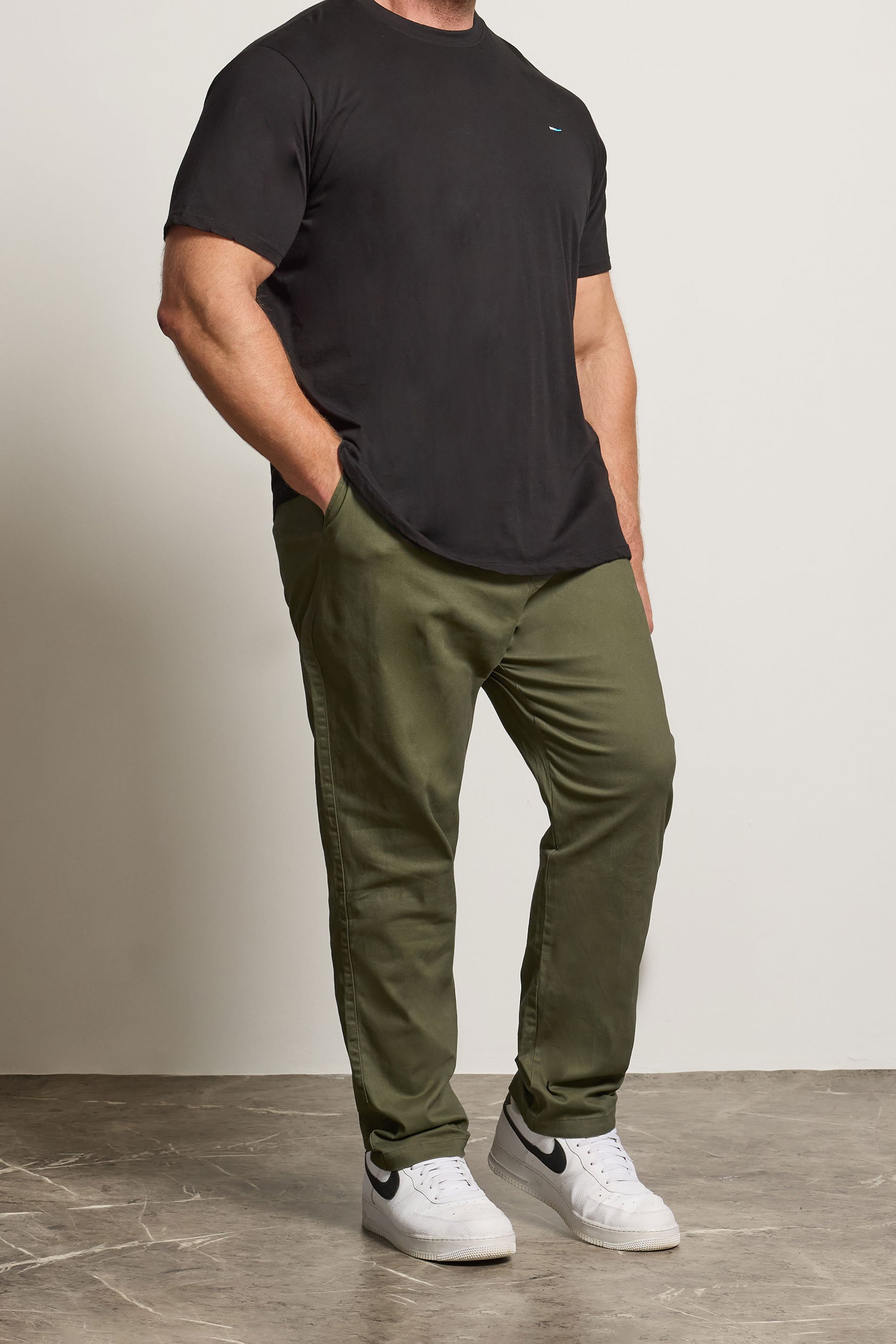 BadRhino Big & Tall Olive Green Elasticated Waist Chinos | BadRhino 1