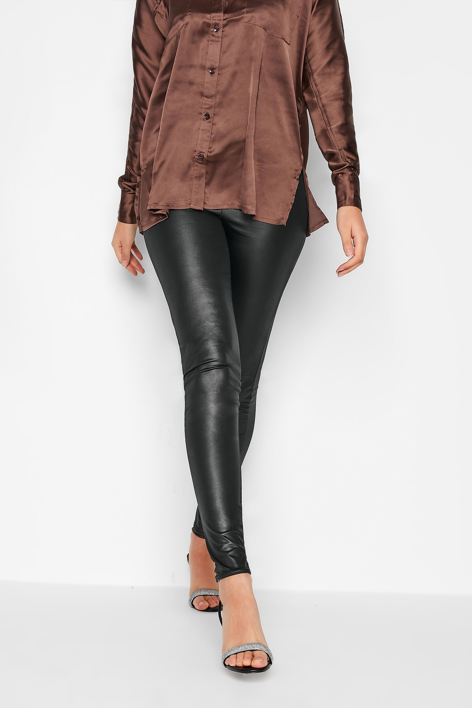 Tall Women's LTS Black Faux Leather Leggings | Long Tall Sally 1