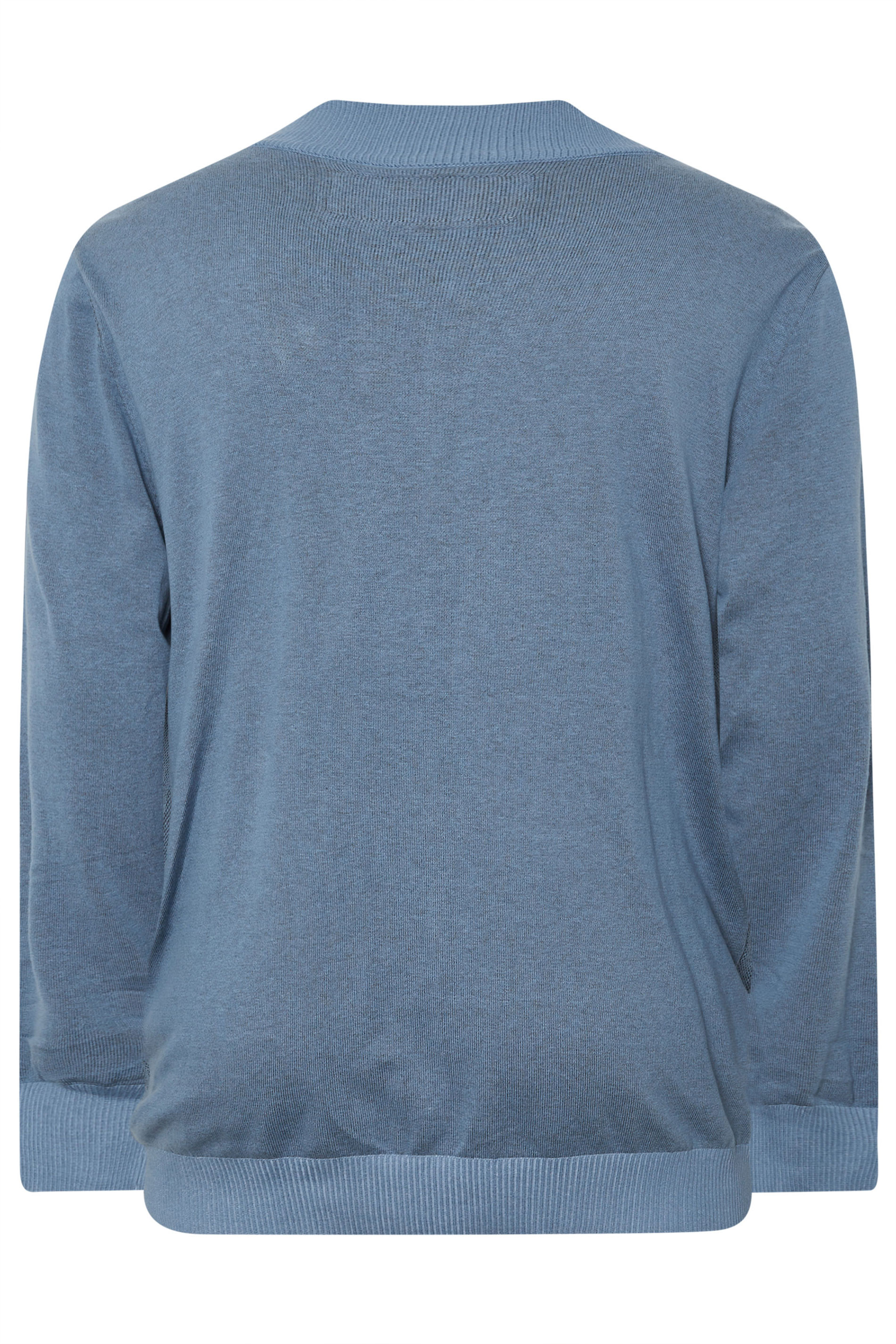 KAM Big & Tall Light Blue Zip Through Knit Jumper | BadRhino 4