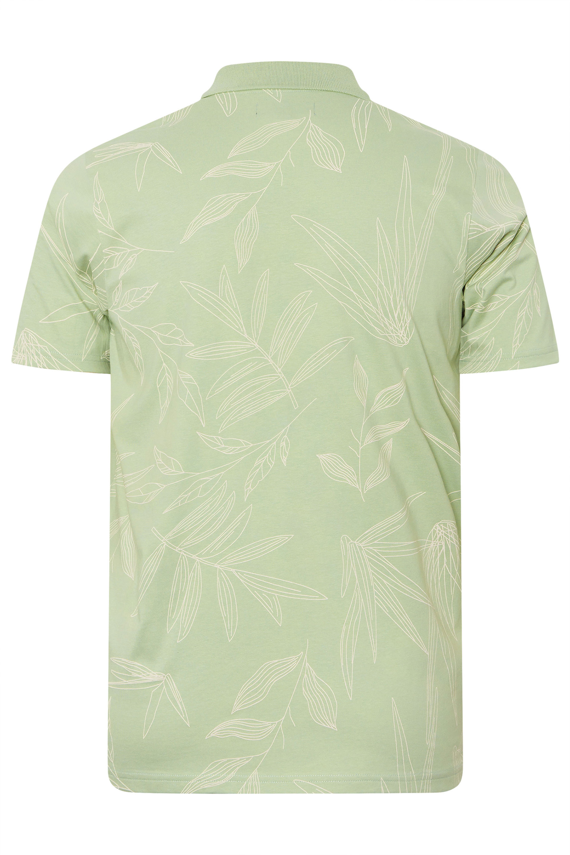 BadRhino Big & Tall Sage Green Leaf Print Polo Shirt | BadRhino 8