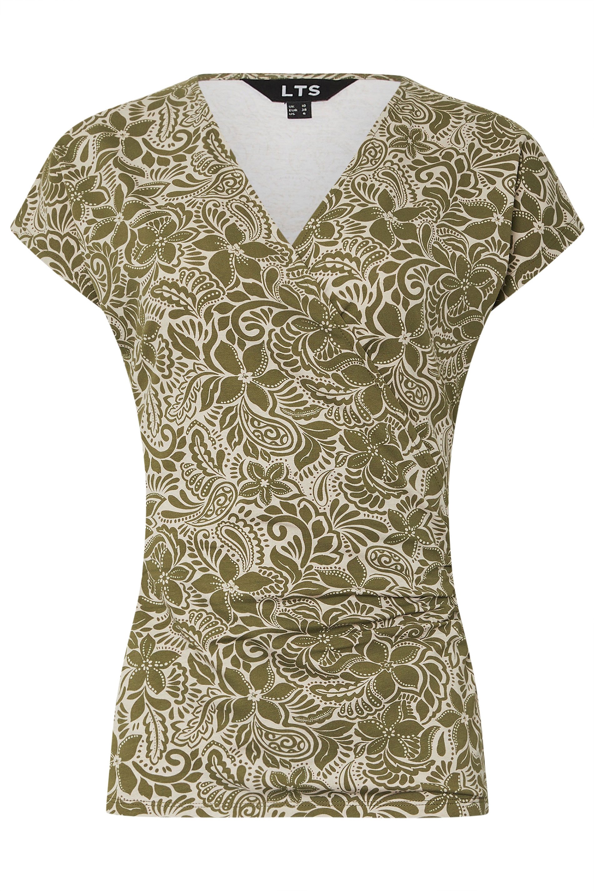 LTS Tall 2 PACK Green & White Floral Grown Sleeve Wrap Tops | Long Tall Sally 9