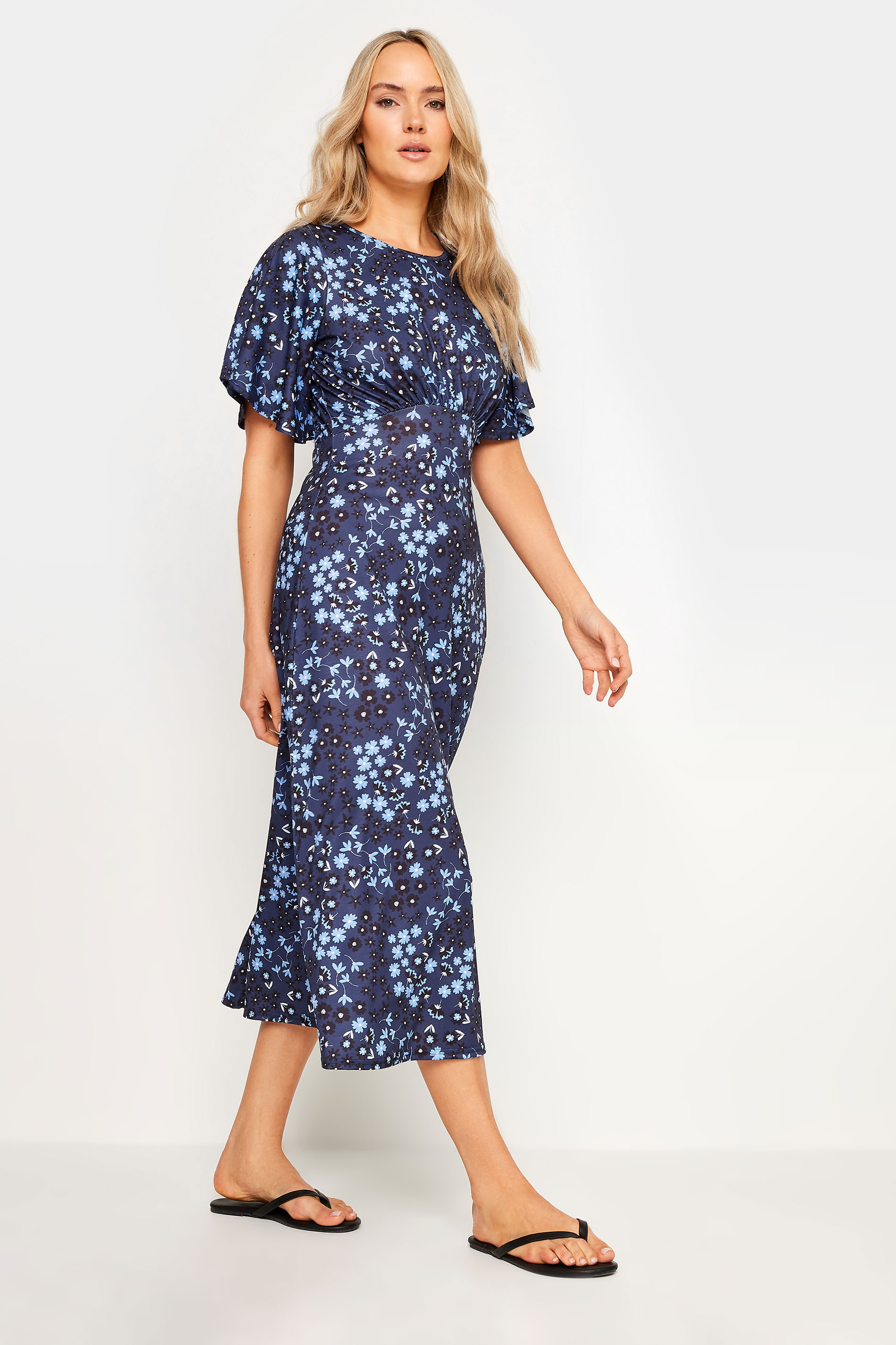 LTS Tall Women's Navy Blue Floral Midi Dress | Long Tall Sally 2