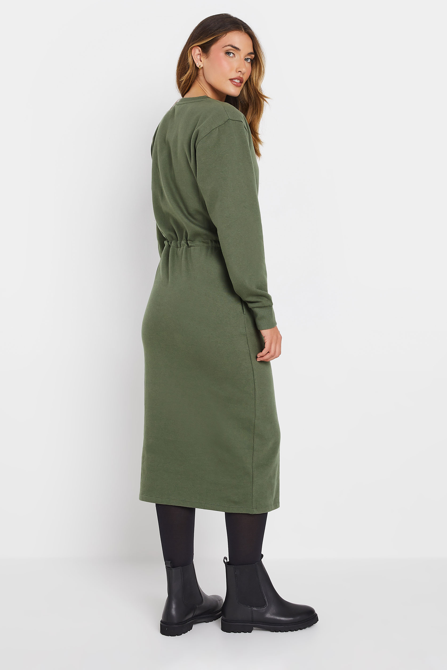 LTS Tall Women's Khaki Green Sweatshirt Midi Dress | Long Tall Sally 3