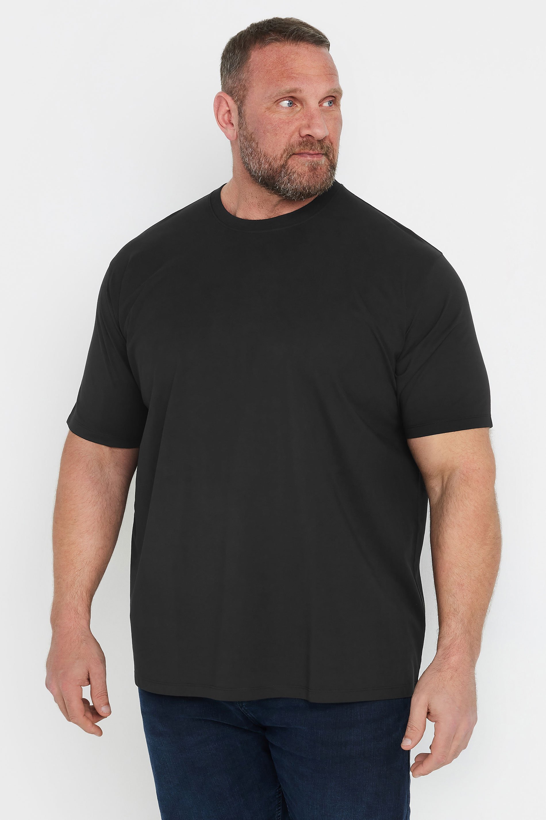 BadRhino Big & Tall Black Soft Touch Relaxed Fit T-Shirt | BadRhino 2