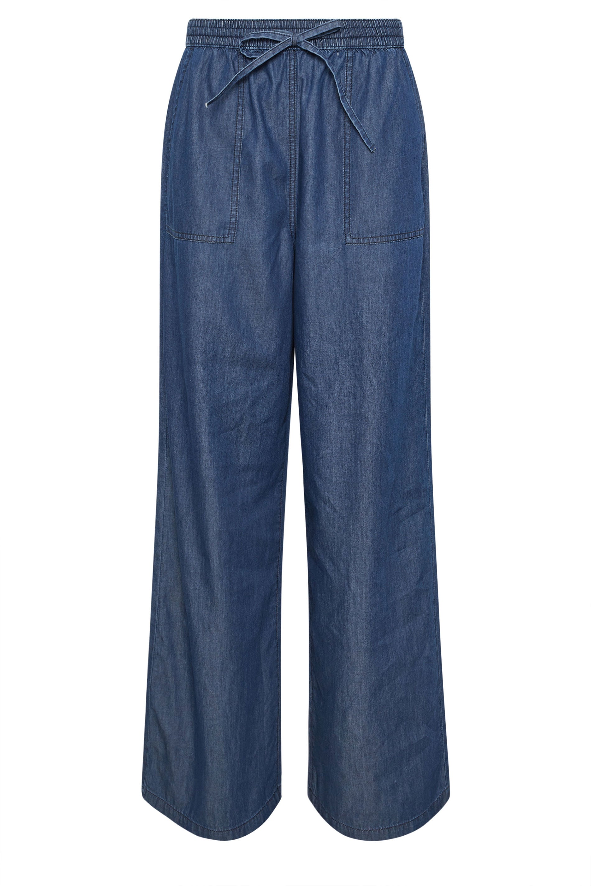 LTS Tall Women's Dark Blue Pull On Cotton Wide Leg Jeans | Long Tall Sally 6
