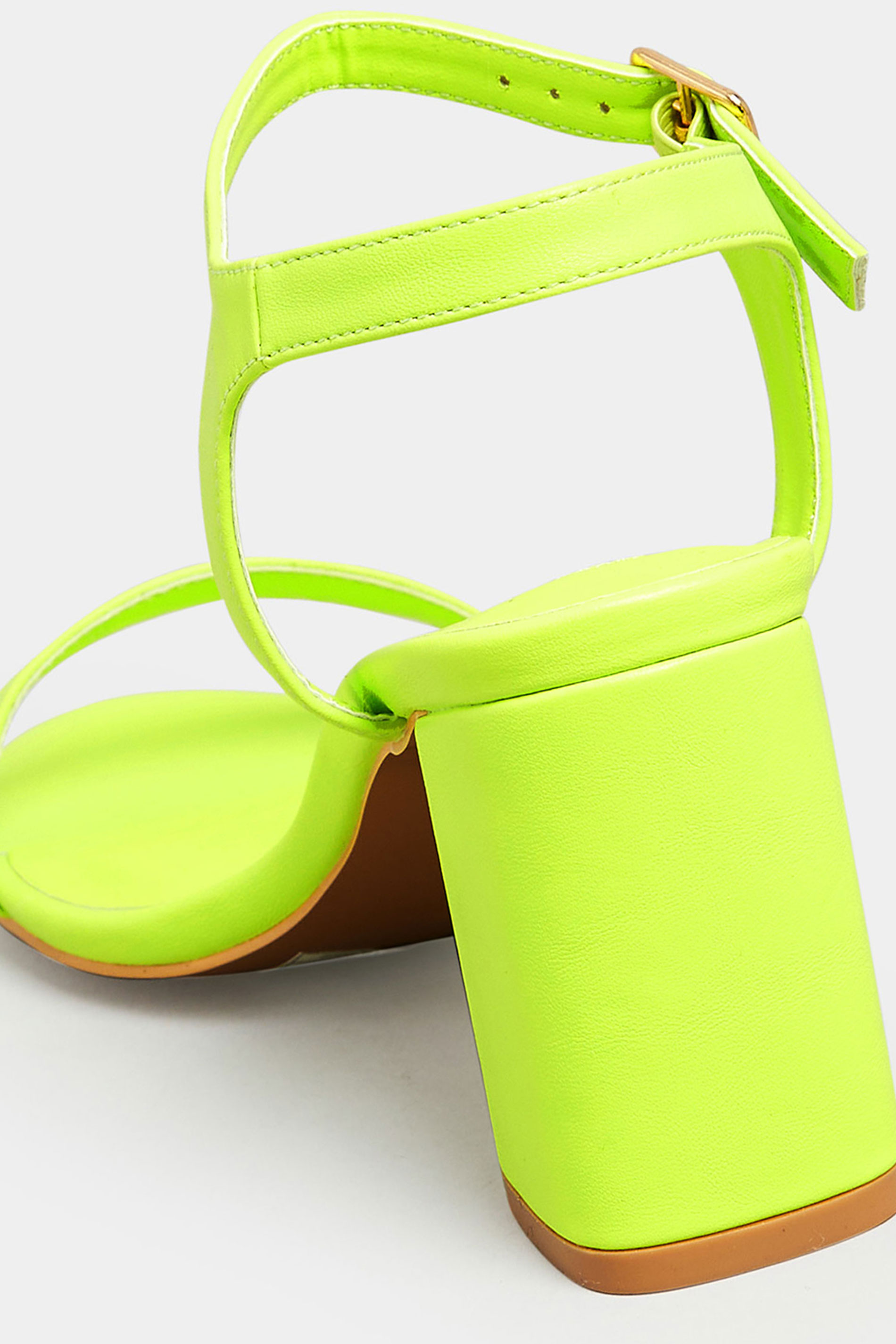 YOURS Lime Green Block Heel Sandal In Wide E Fit & Extra Wide Fit | Yours Clothing 4