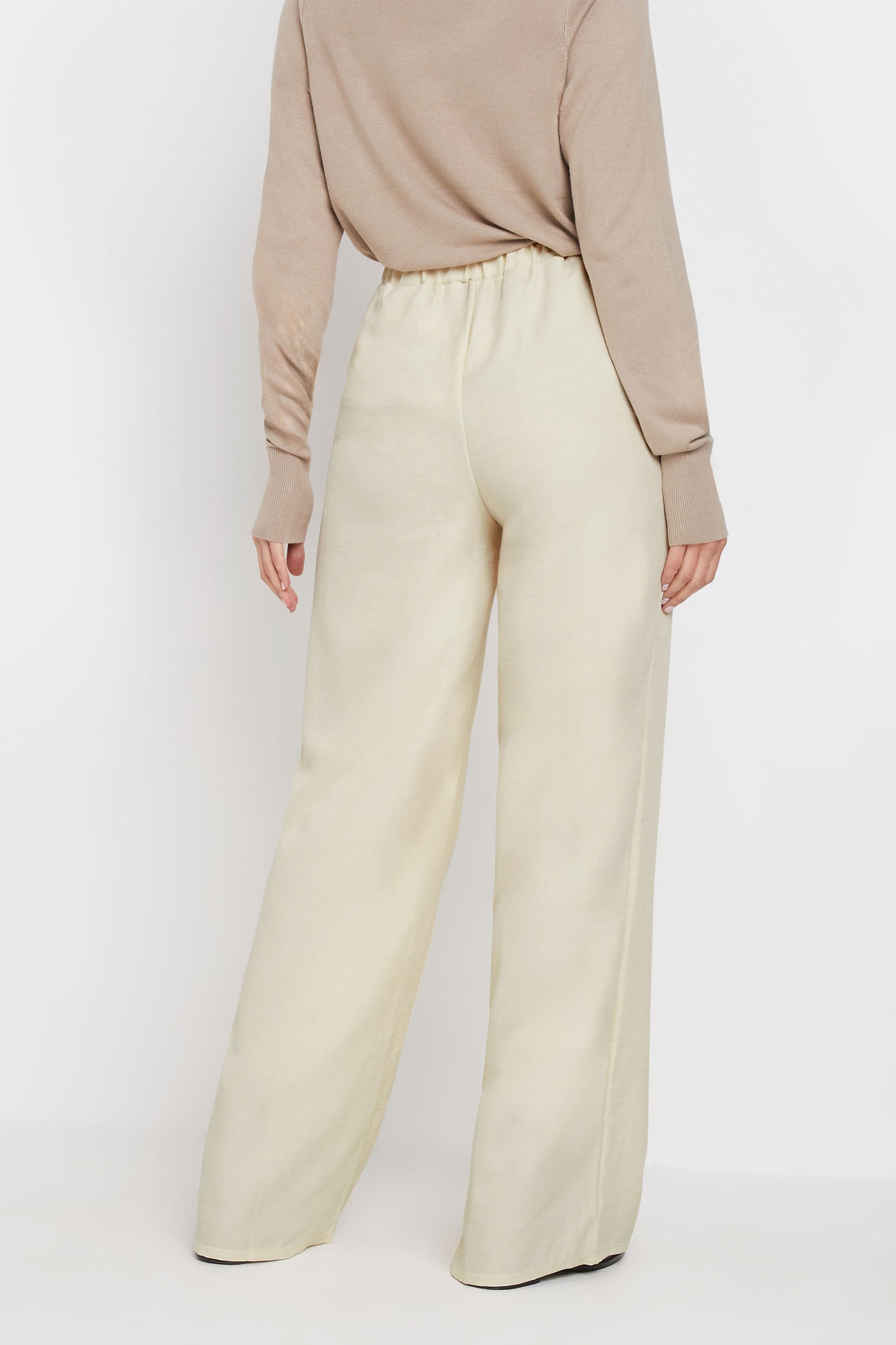 LTS Tall Women's Cream Textured Wide Leg Trousers | Long Tall Sally 4