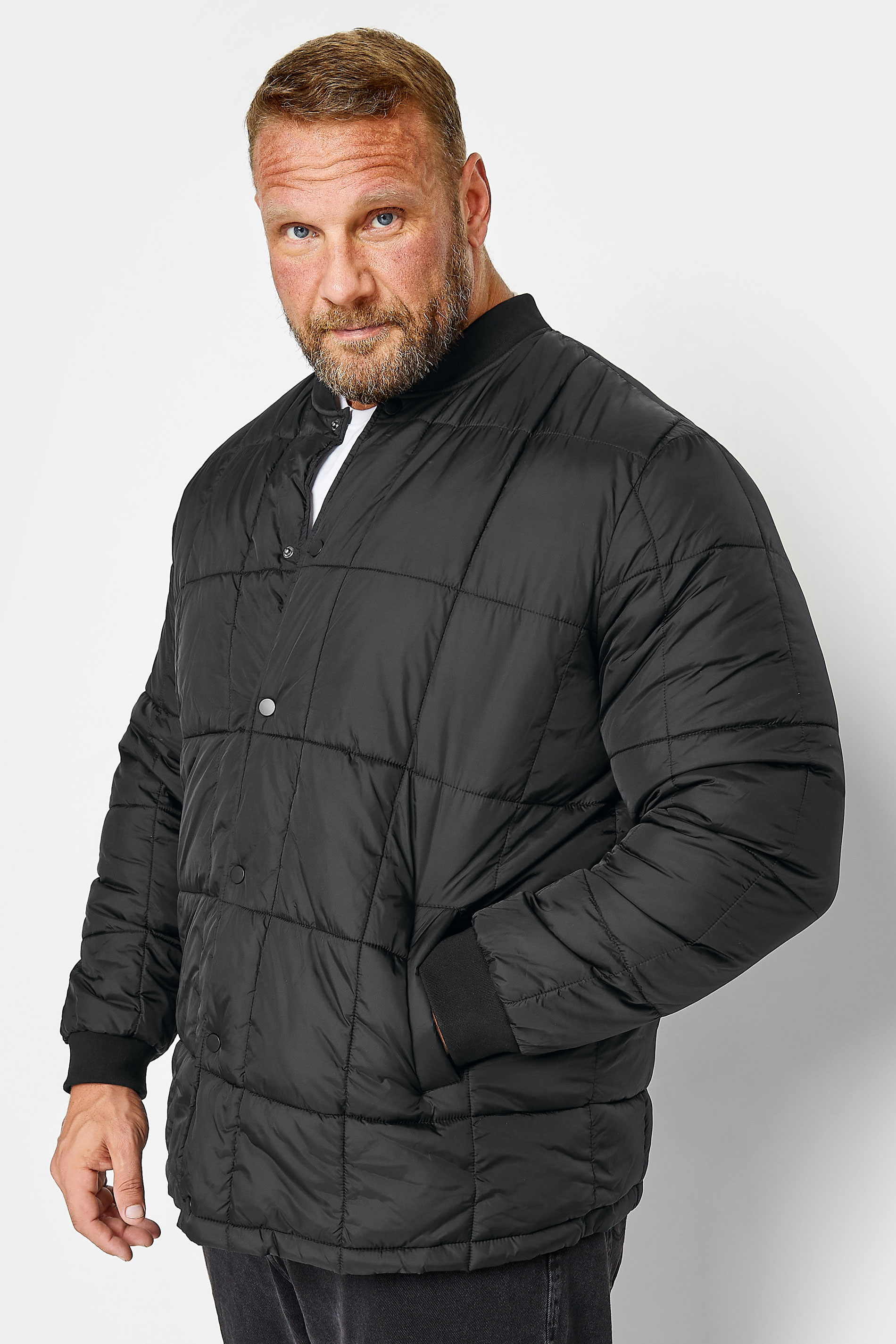 BadRhino Big & Tall Black Quilted Bomber Jacket | BadRhino 3
