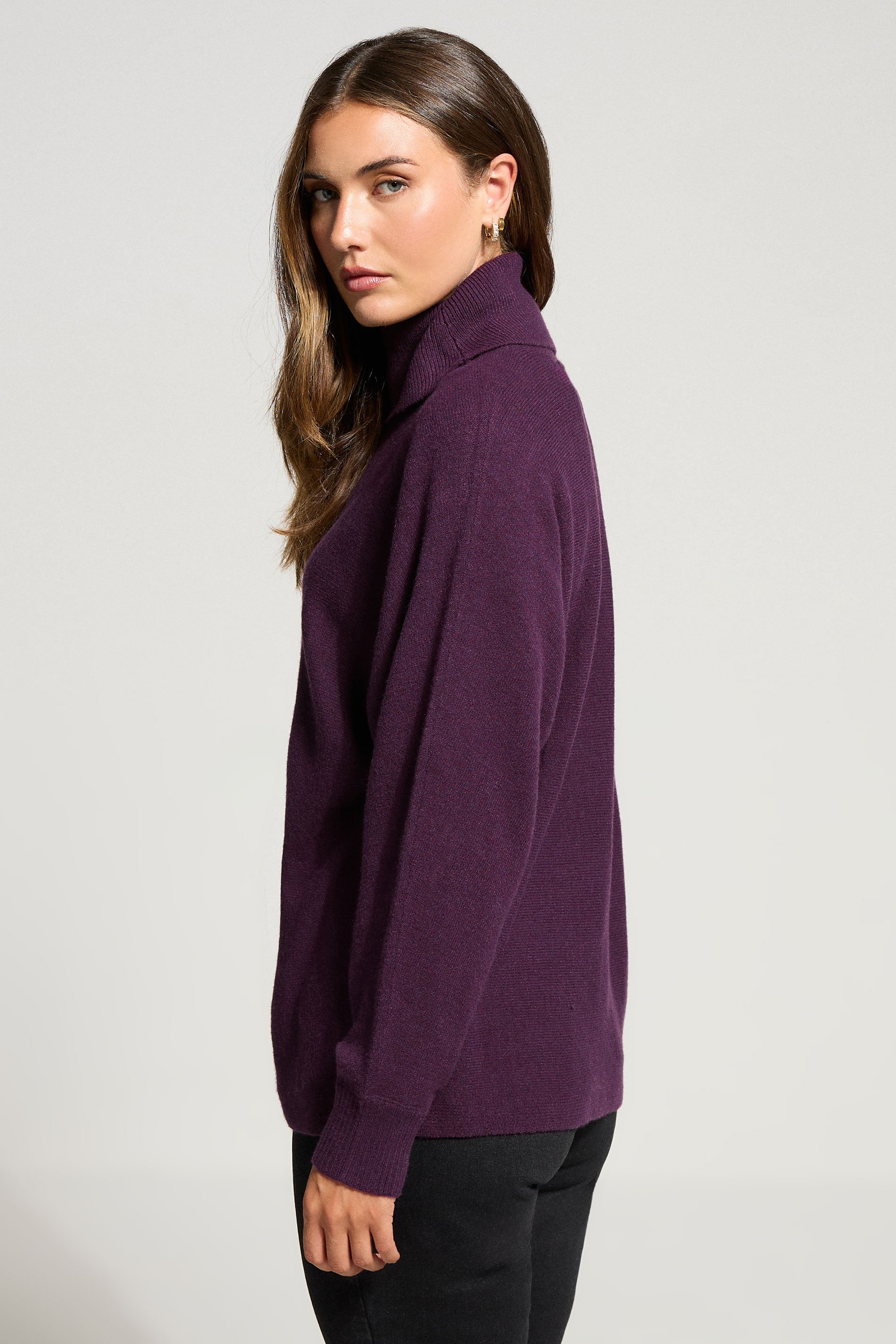 LTS Tall Purple Batwing Roll Neck Jumper | Long Tall Sally 3