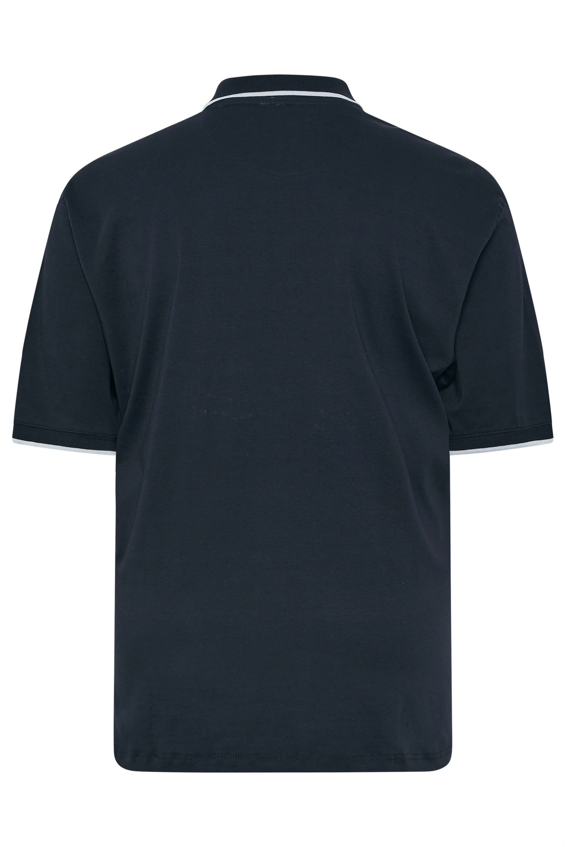 KAM Navy Blue Geometric Print Short Sleeve Polo Shirt | BadRhino 5