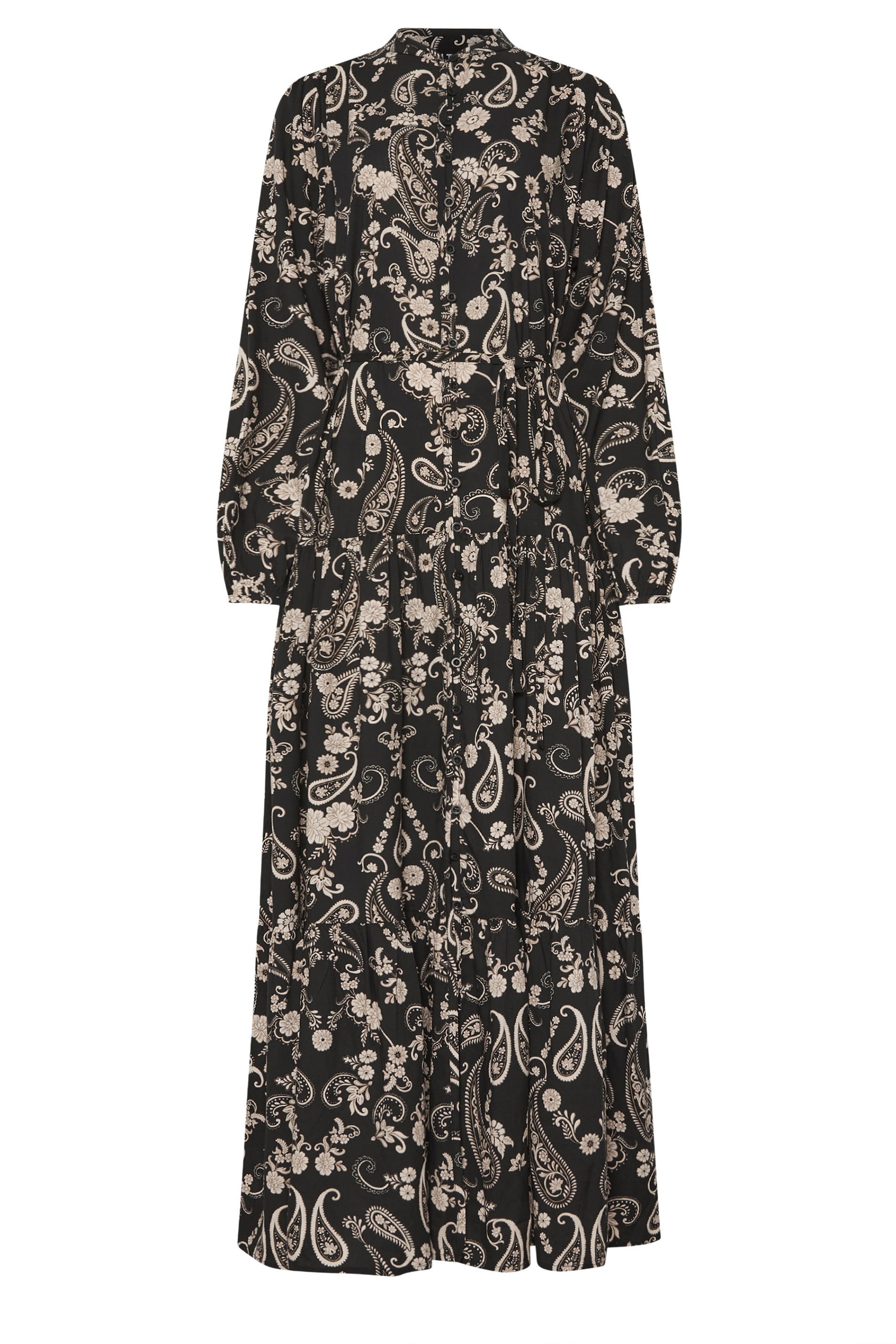 LTS Tall Black Paisley Tie Waist Maxi Dress | Long Tall Sally 6